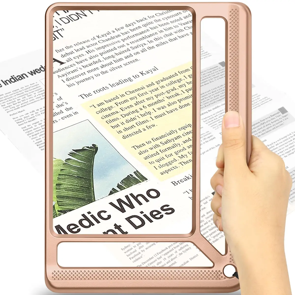 AKKYCVS 5X Full Page Magnifying Glass with Handle | 12.7cm (5 Inch) Viewing Area - main product image