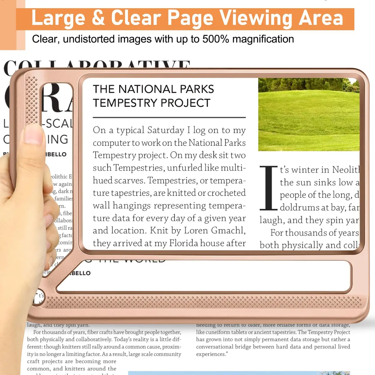 AKKYCVS 5X Full Page Magnifying Glass with Handle | 12.7cm (5 Inch) Viewing Area - view 2