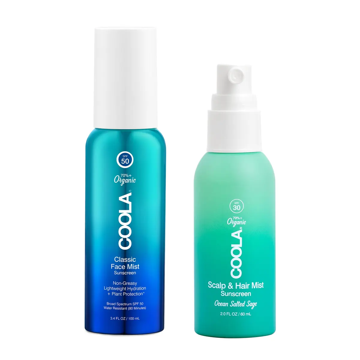 COOLA Scalp Spray SPF 30 and Face Sunscreen SPF 50, 2 Pack | Broad Spectrum Protection for Hair, Scalp & Face - main product image