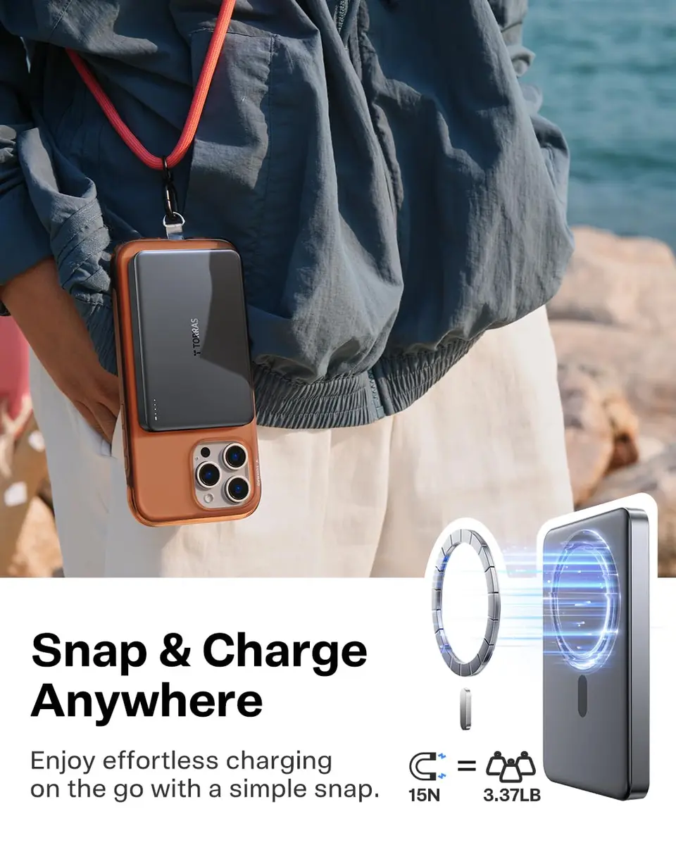 TORRAS MiniMag Power Bank 10,000mAh | Ultra-Slim Magnetic Wireless Portable Charger for iPhone - view 4