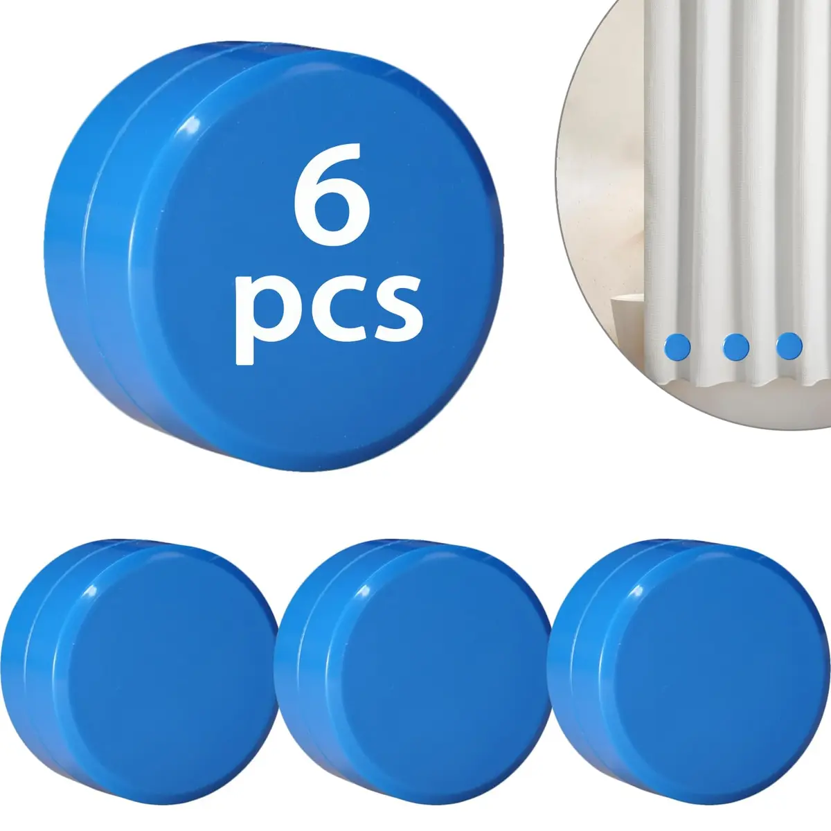 EMLTHORY 6 PCS Shower Curtain Weights Bottom | Heavy Duty Magnet Clips for Drapery & Liners - main product image