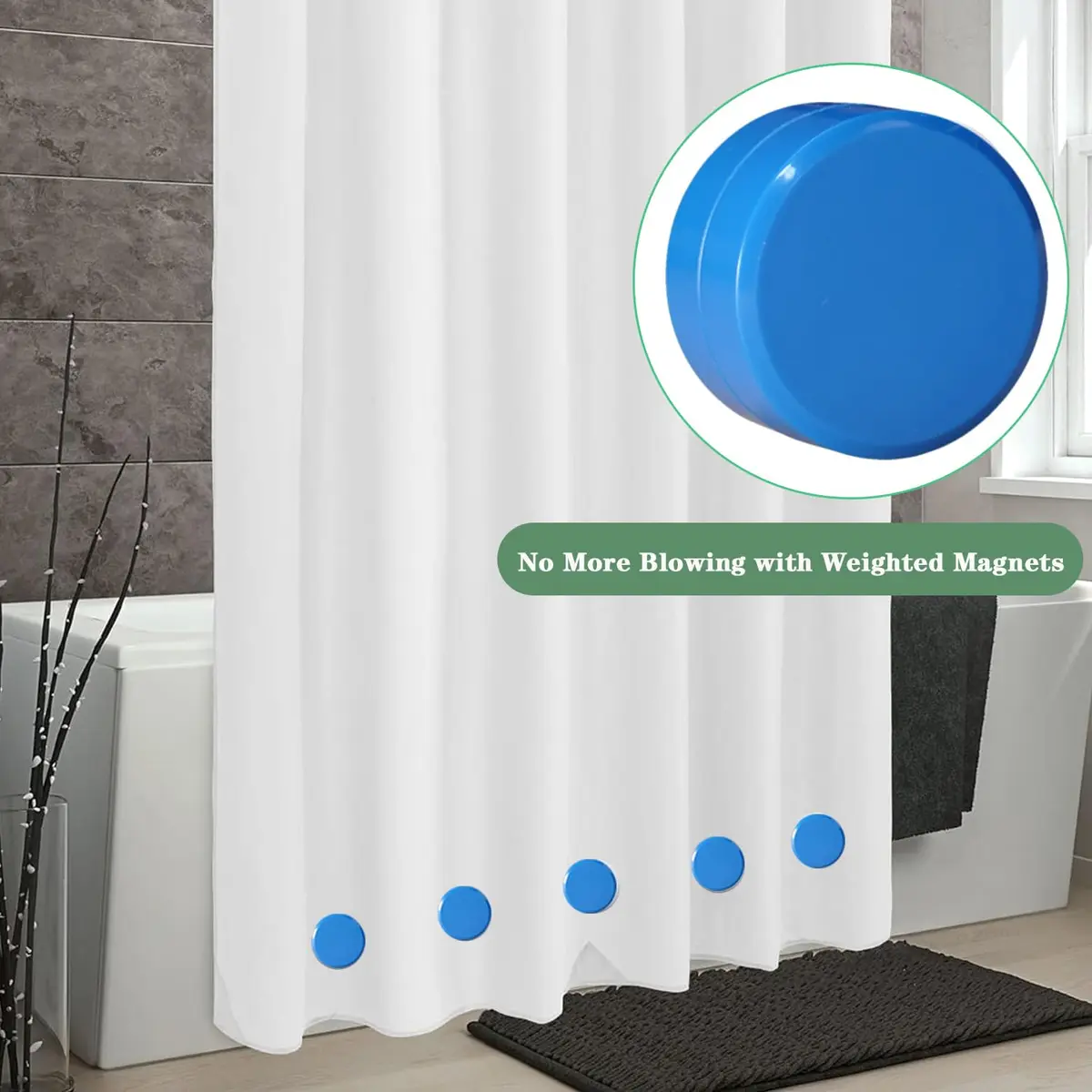 EMLTHORY 6 PCS Shower Curtain Weights Bottom | Heavy Duty Magnet Clips for Drapery & Liners - view 2