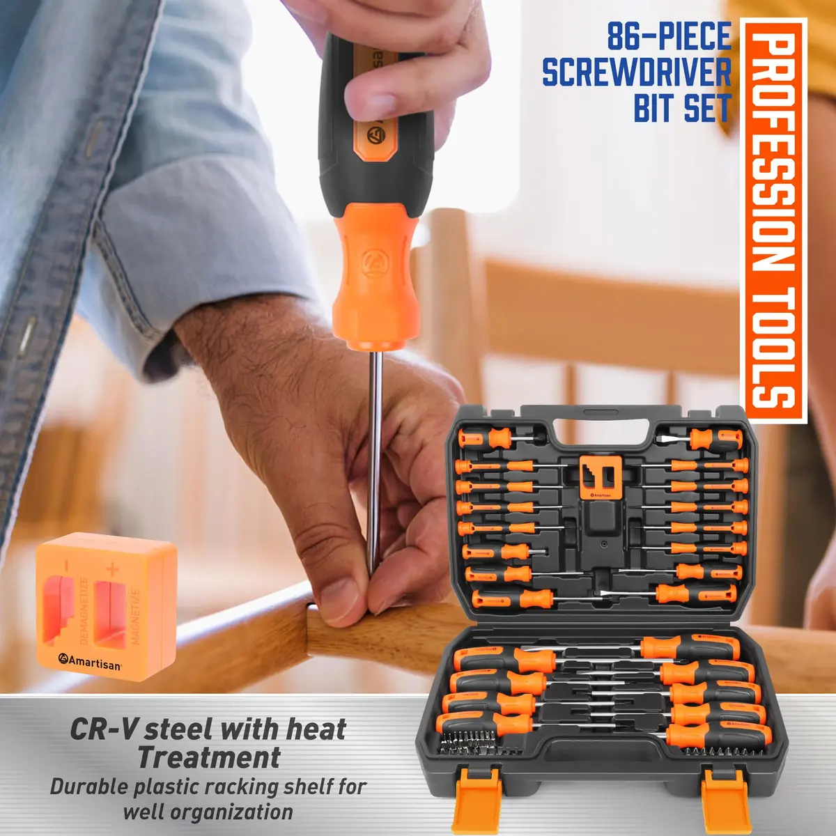 Amartisan 86-Piece Magnetic Screwdriver Set with Case | 3.43 lbs (1.56 kg) Tools for Men - view 7