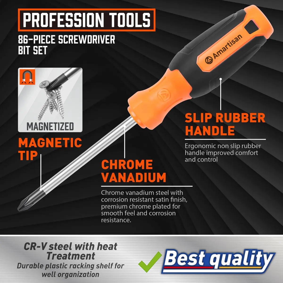 Amartisan 86-Piece Magnetic Screwdriver Set with Case | 3.43 lbs (1.56 kg) Tools for Men - view 3
