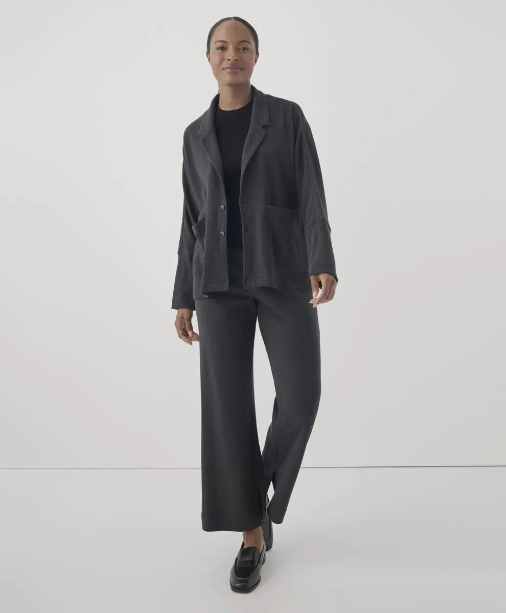 Pact Organic Cotton Women's Relaxed Blazer Charcoal Heather | Breathable, Sustainable Fit (70-120 chars) - view 4