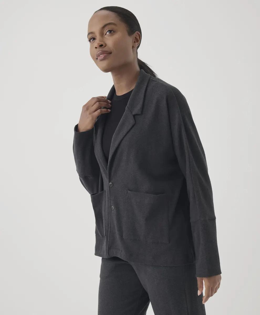Pact Organic Cotton Women's Relaxed Blazer Charcoal Heather | Breathable, Sustainable Fit (70-120 chars) - view 6