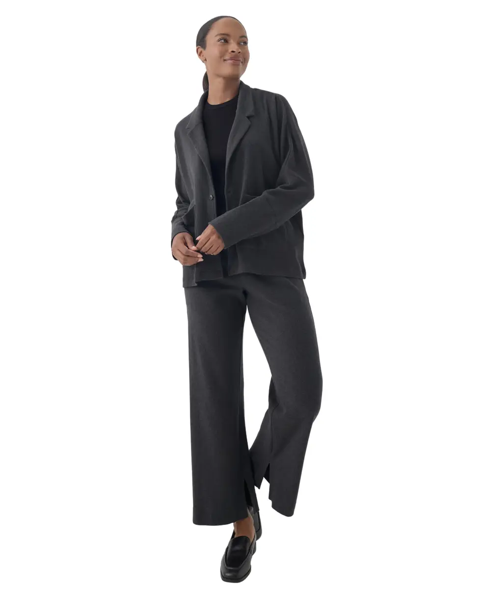 Pact Organic Cotton Women's Relaxed Blazer Charcoal Heather | Breathable, Sustainable Fit (70-120 chars) - main product image