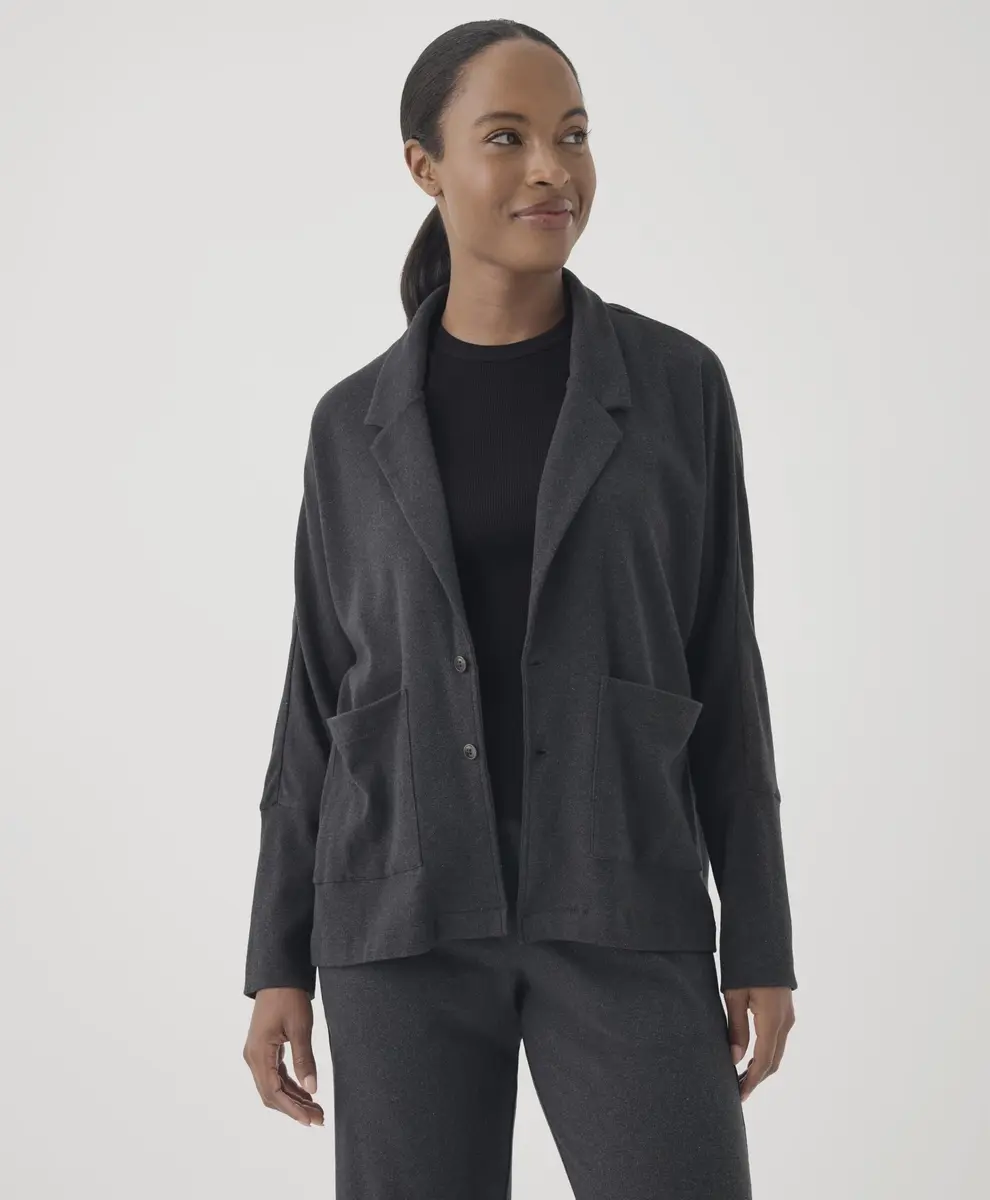 Pact Organic Cotton Women's Relaxed Blazer Charcoal Heather | Breathable, Sustainable Fit - view 5
