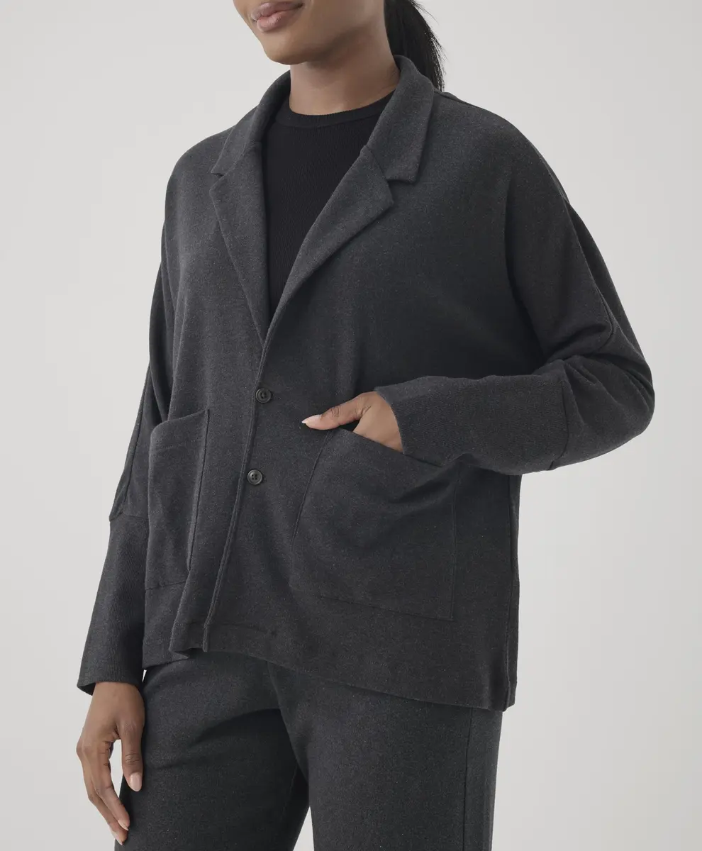 Pact Organic Cotton Women's Relaxed Blazer Charcoal Heather | Breathable, Sustainable Fit - view 8