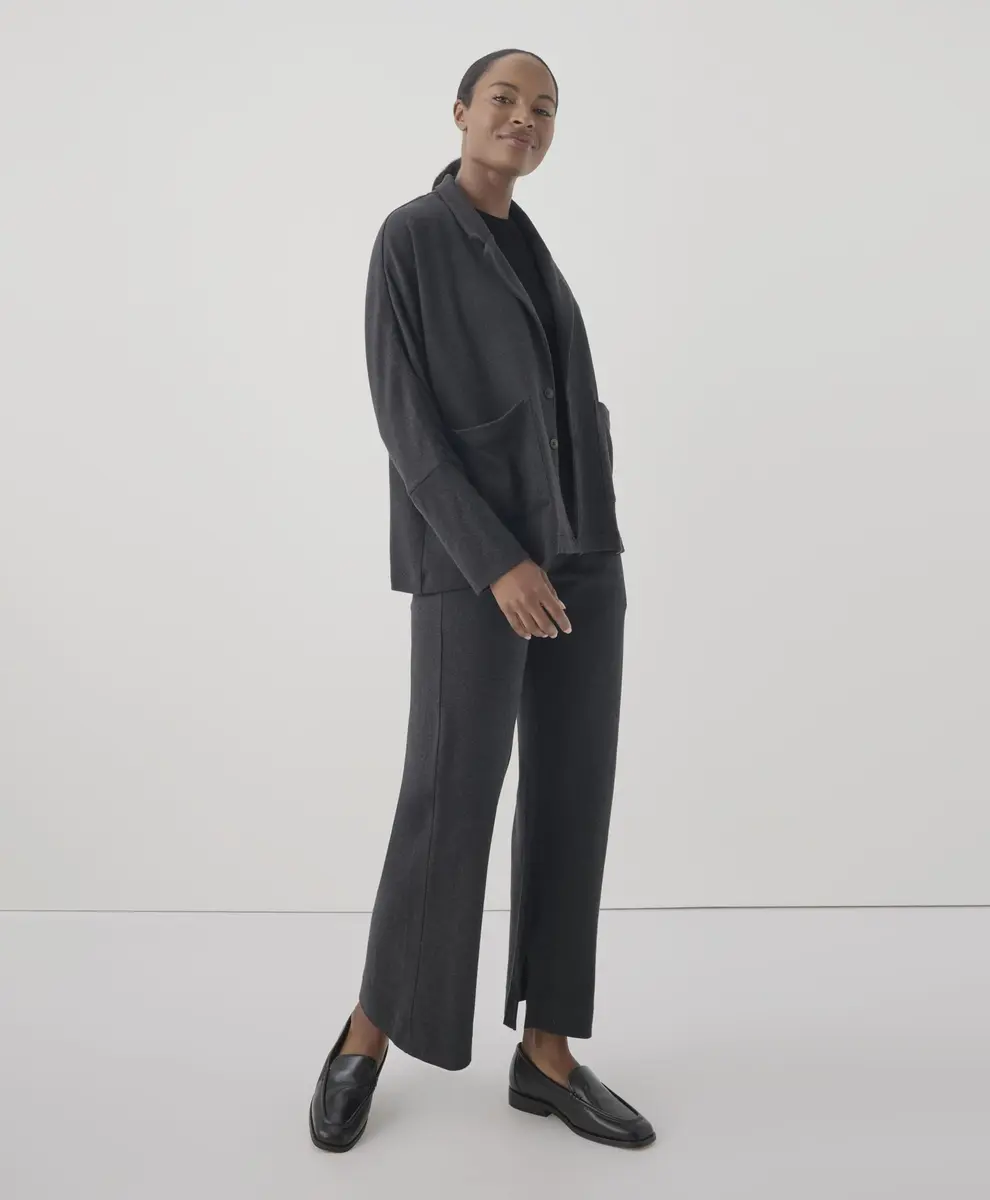 Pact Organic Cotton Women's Relaxed Blazer Charcoal Heather | Breathable, Sustainable Fit - view 3