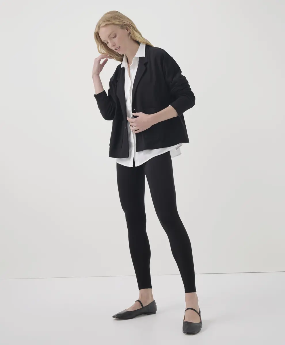 Pact Organic Cotton Women's Relaxed Blazer Black | Breathable, Sustainable Fit (70-120 chars) - view 2