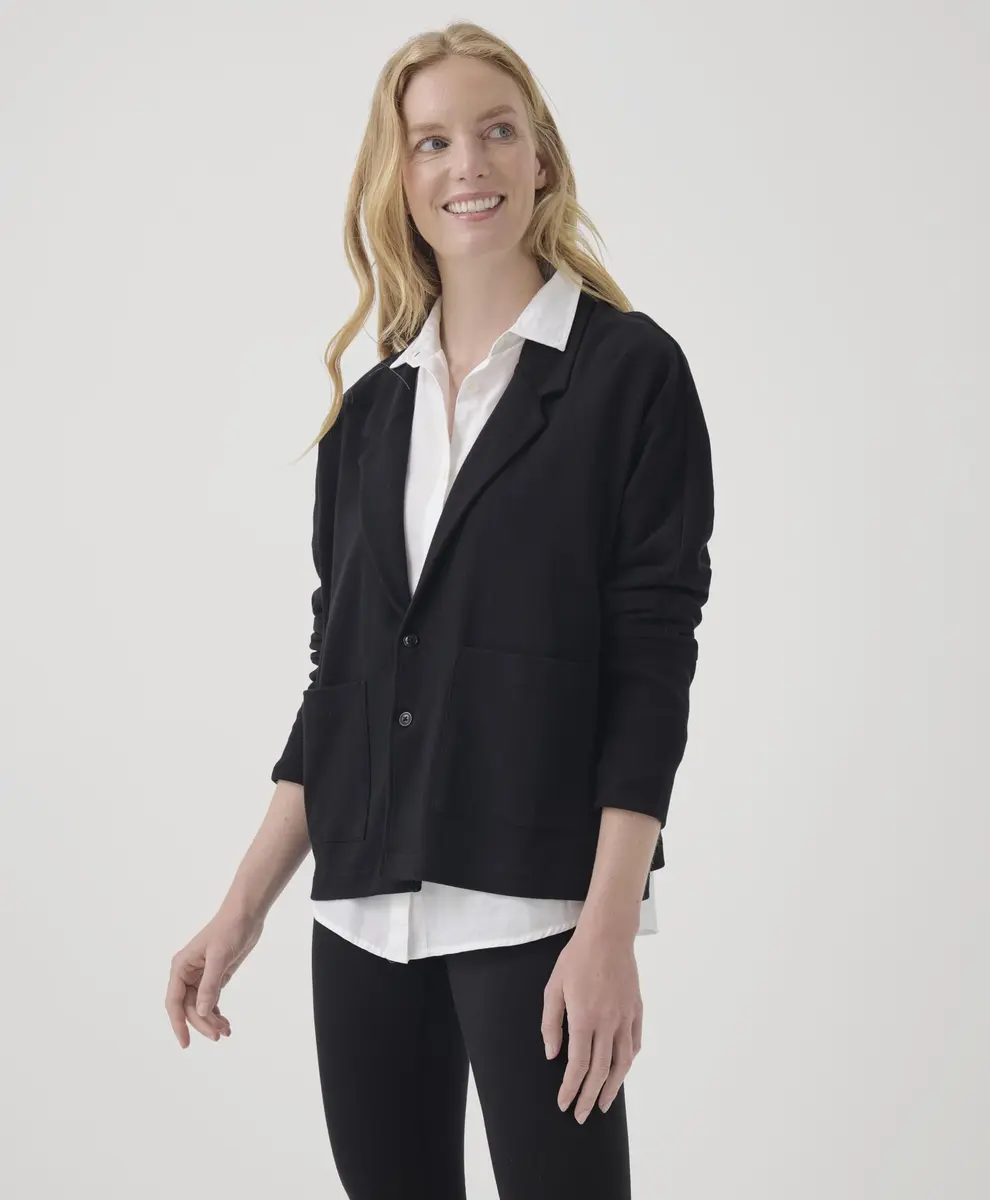 Pact Organic Cotton Women's Relaxed Blazer Black | Breathable, Sustainable Fit (70-120 chars) - view 4