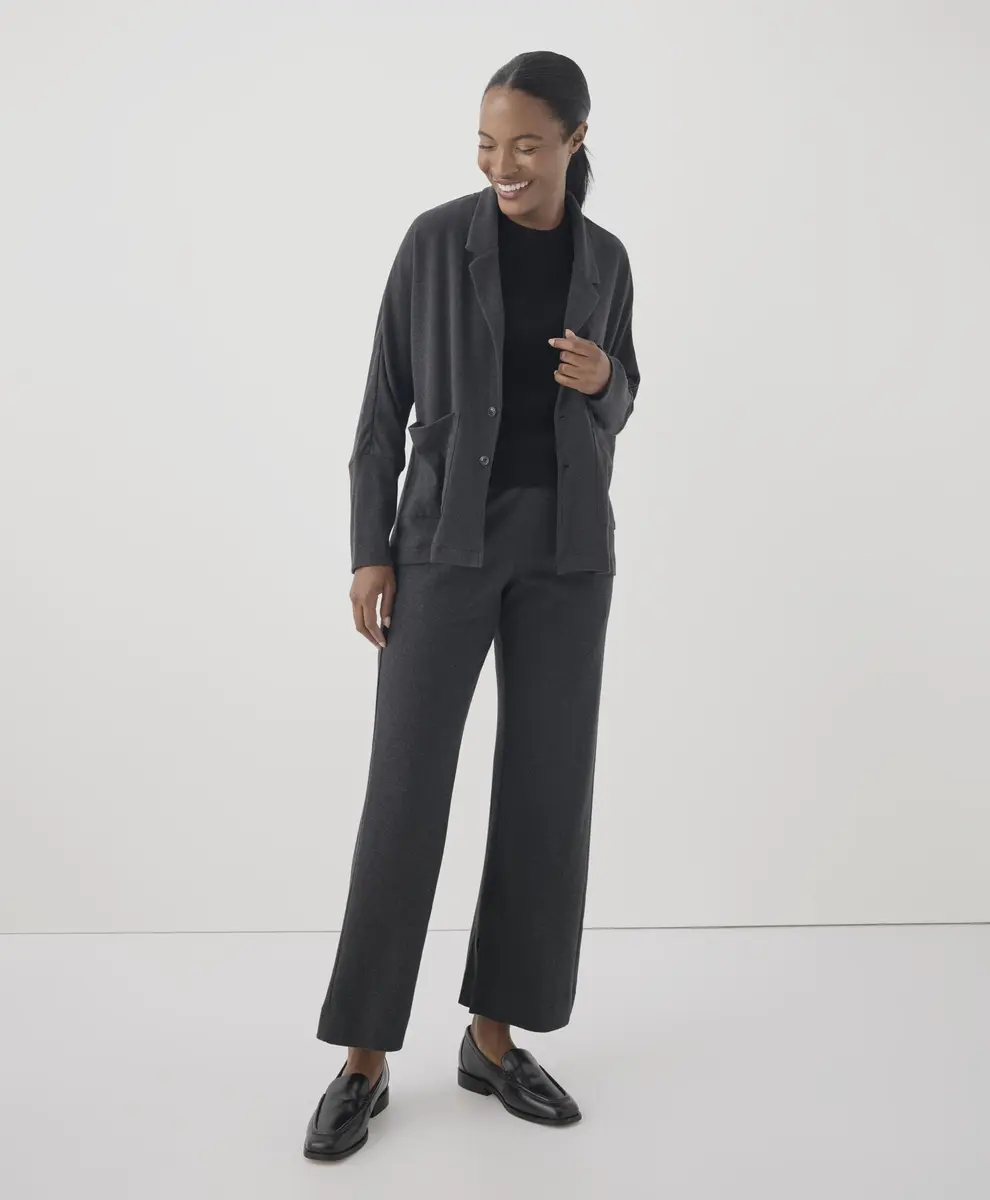 Pact Organic Cotton Women's Relaxed Blazer Charcoal Heather | Sustainable, Comfortable Fit, Machine Washable - view 2