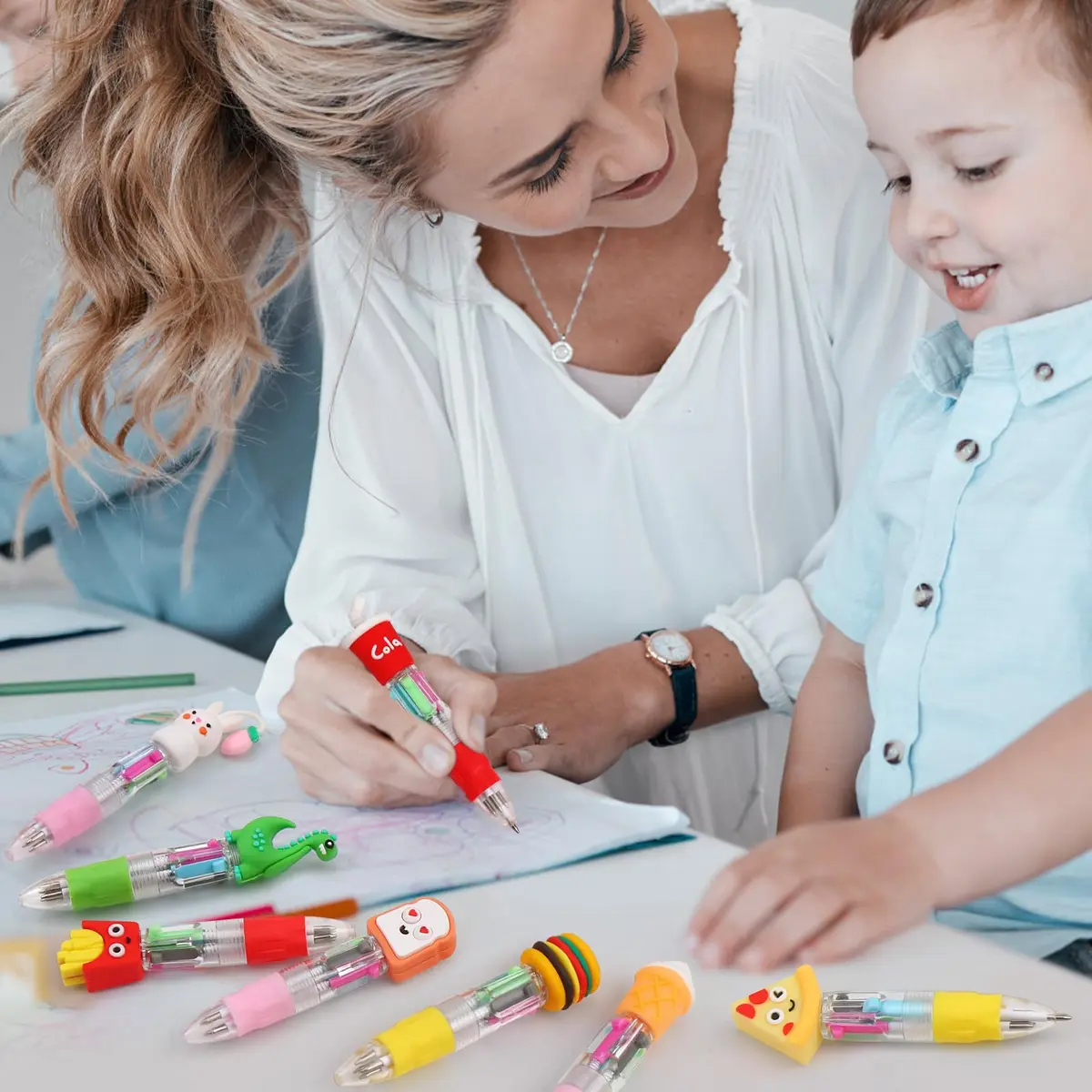 CZWZ 50Pcs Mini Multicolor Pens in One 4-in-1 Cute Pens Bulk for Kids, Ballpoint Pen for Birthdays and Children's Parties, Fun Pen Gifts Assorted Ink Kawaii Pen | 50 vibrant patterns, perfect for kids & parties - view 7