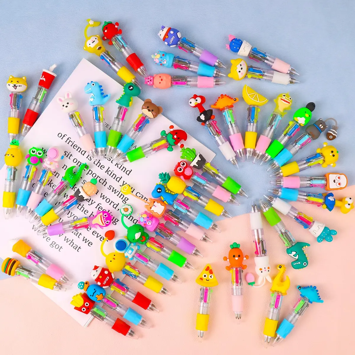 CZWZ 50Pcs Mini Multicolor Pens in One 4-in-1 Cute Pens Bulk for Kids, Ballpoint Pen for Birthdays and Children's Parties, Fun Pen Gifts Assorted Ink Kawaii Pen | 50 vibrant patterns, perfect for kids & parties - view 2
