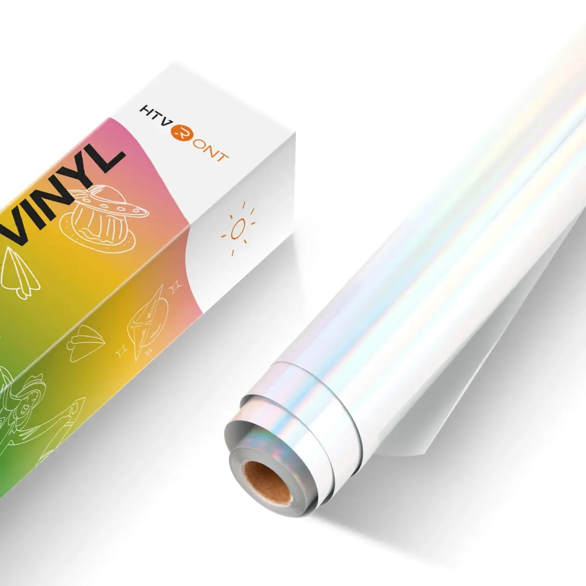 HTVRONT Holographic Silver Permanent Vinyl Roll 12" x 10FT | Easy Cut & Weed for Crafts - main product image
