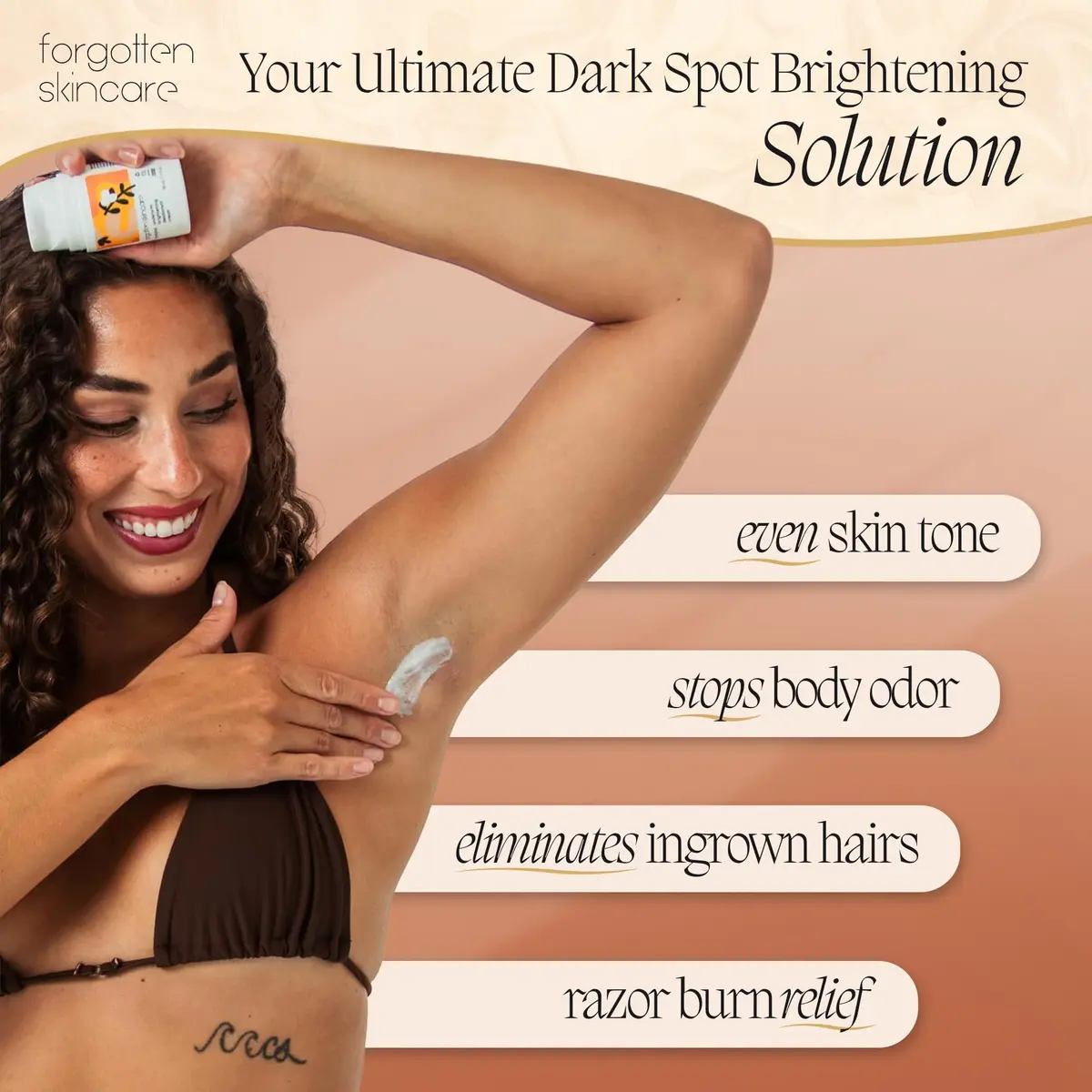 Forgotten Skincare Underarm Brightening Body Cream 50ml (1.7 Fl Oz) | Vitamin C & Salicylic Acid for Dark Underarms - view 4