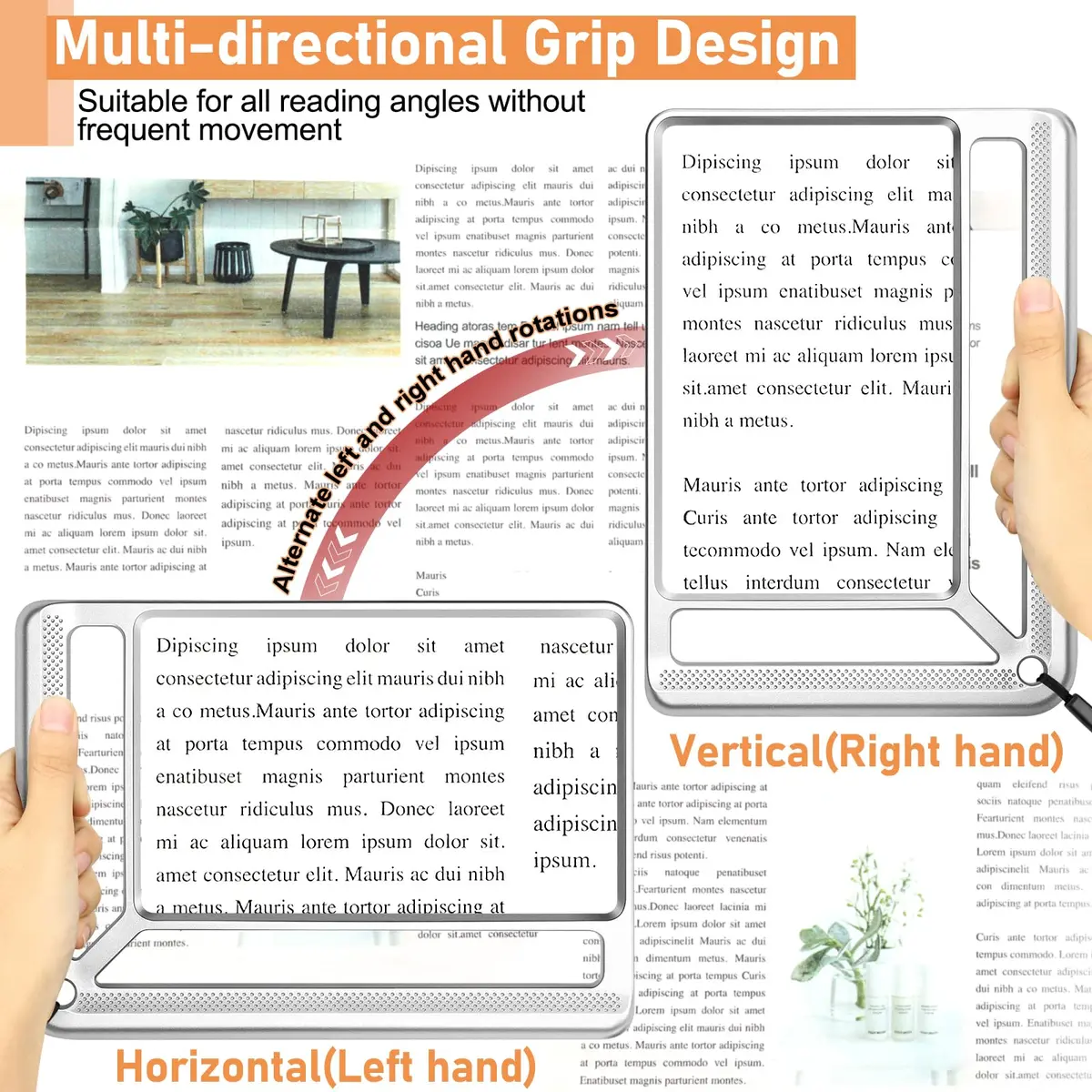 AKKYCVS 5X Full Page Magnifying Glass with Handle, 12.7cm x 17.8cm (5" x 7") Viewing Area | Lightweight Handheld Magnifier for Seniors & Low Vision - view 5