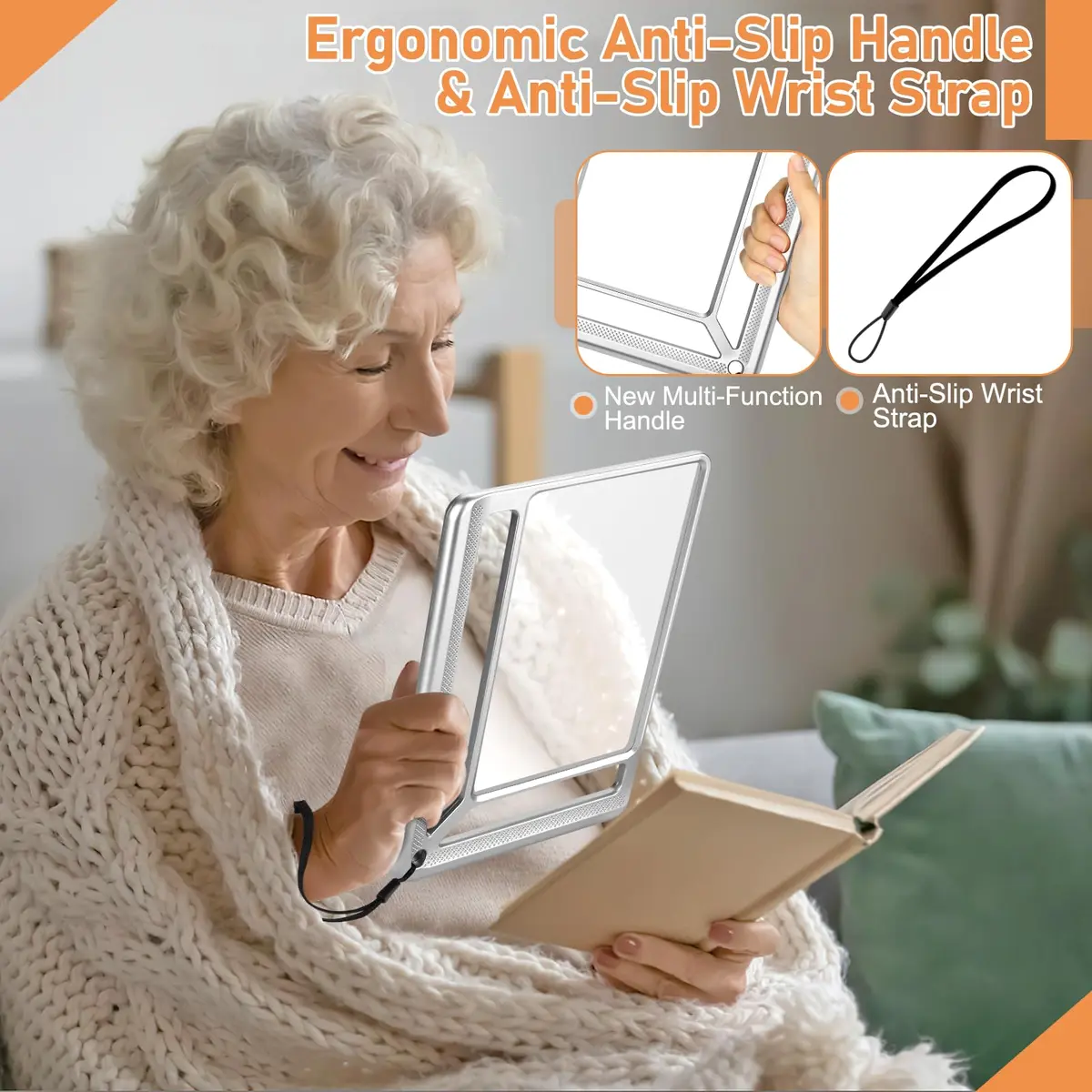 AKKYCVS 5X Full Page Magnifying Glass with Handle, 12.7cm x 17.8cm (5" x 7") Viewing Area | Lightweight Handheld Magnifier for Seniors & Low Vision - view 3