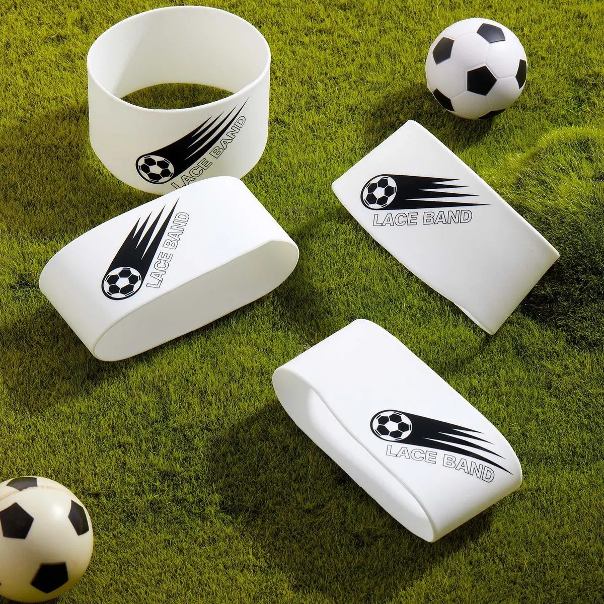 Patelai White 4 Pcs Soccer Lace Band Cleat Cover Youth Adult | Prevents Shoelace Loosening During Play - view 7