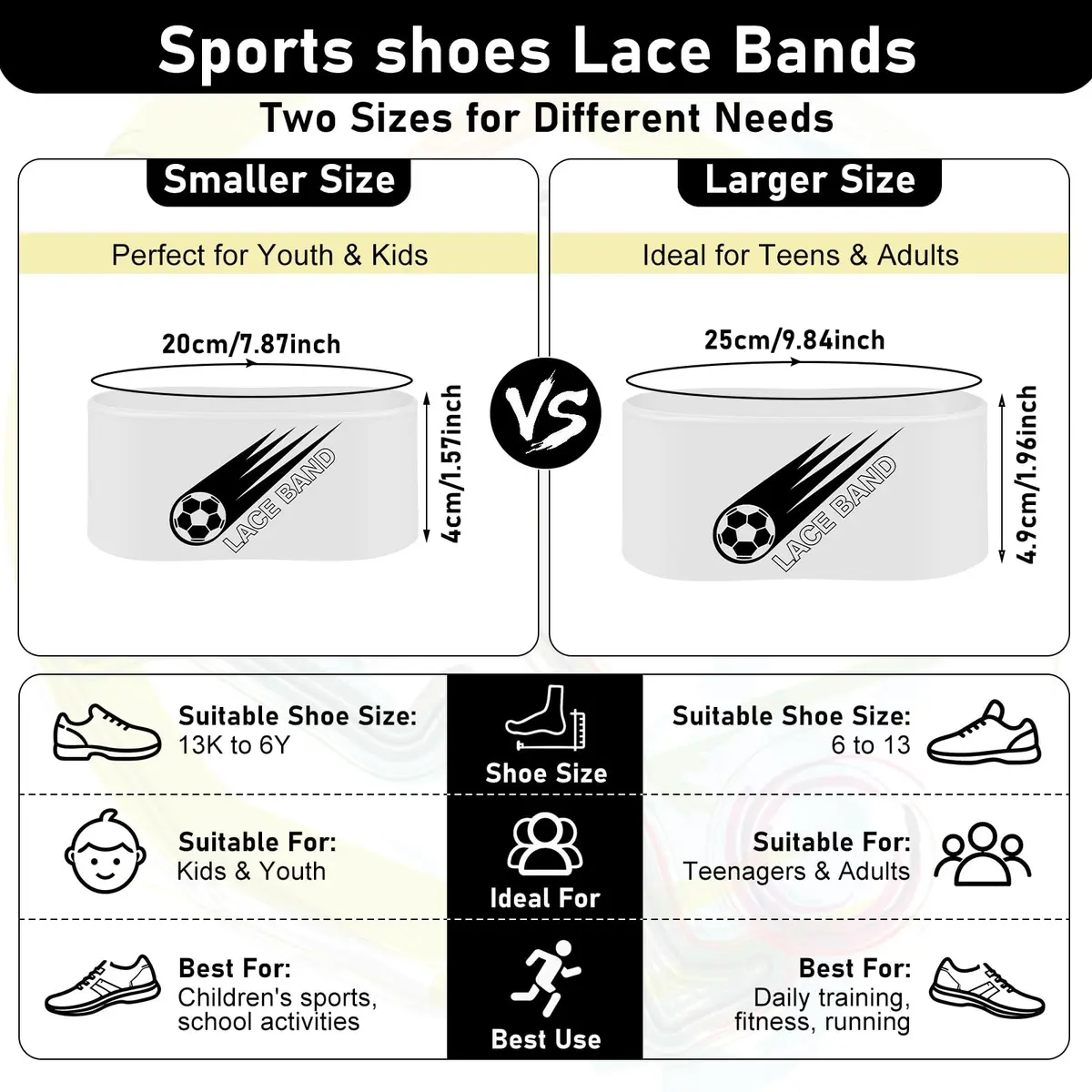 Patelai White 4 Pcs Soccer Lace Band Cleat Cover Youth Adult | Prevents Shoelace Loosening During Play - view 2