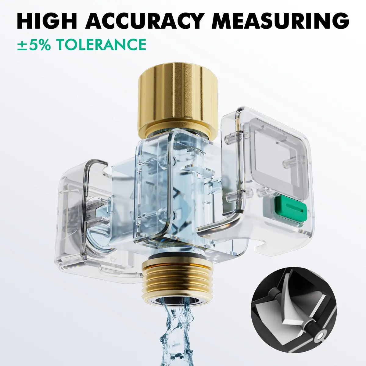 Restmo Water Flow Meter 2 Pack | 0.3-12 GPM (1-45.5 LPM) Flow Rate, 99999 Gal (99999 L) Max Consumption, IPX6 Waterproof - view 5