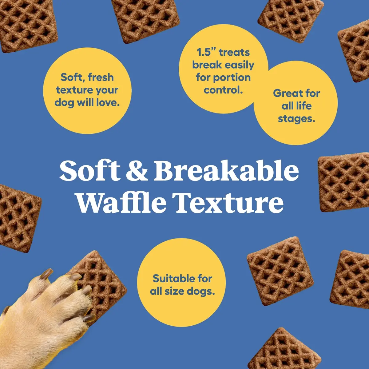 Newman's Own Chicken Recipe Woofles Waffle Dog Treats 10 oz | Wholesome U.S. Chicken Dog Snacks - view 5