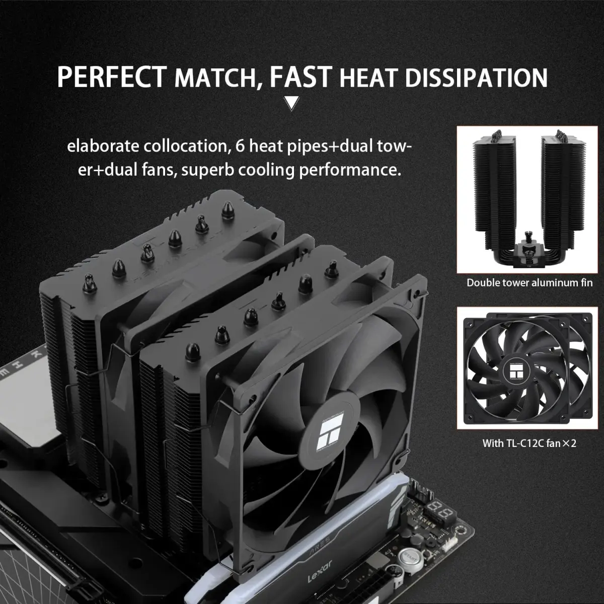 Thermalright Peerless Assassin 120 SE Black CPU Cooler, 6 Heat Pipes, Dual Towers & PWM Fans | LGA1700/AM5 Compatible - view 4