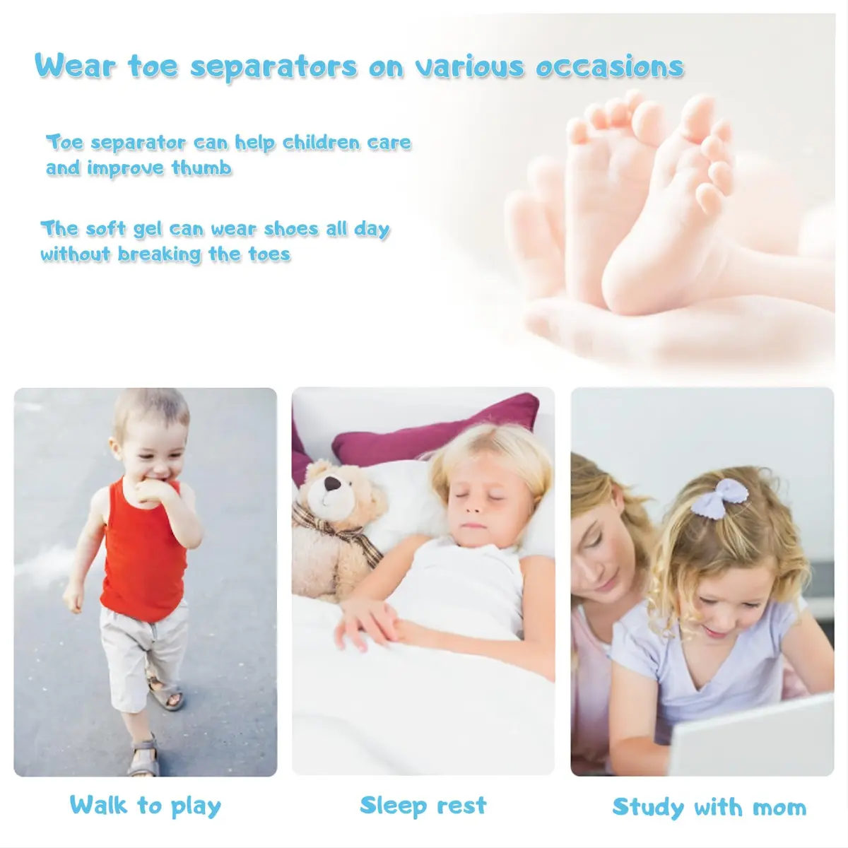 ERSANLI Toe Separators Kids Corrector for Pedicure 2 Pairs | Supports Toe Alignment & Comfort - view 5