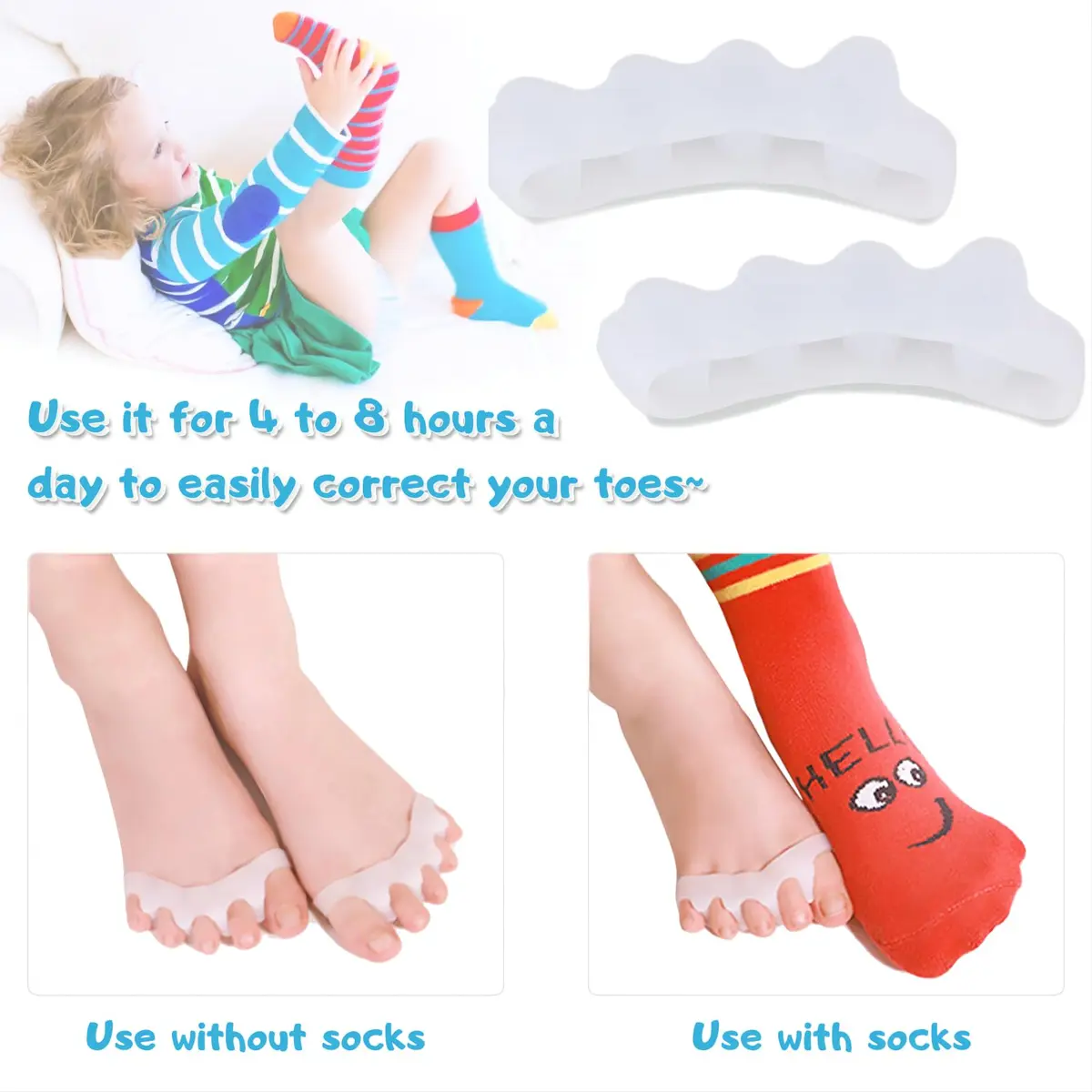 ERSANLI Toe Separators Kids Corrector for Pedicure 2 Pairs | Supports Toe Alignment & Comfort - view 4