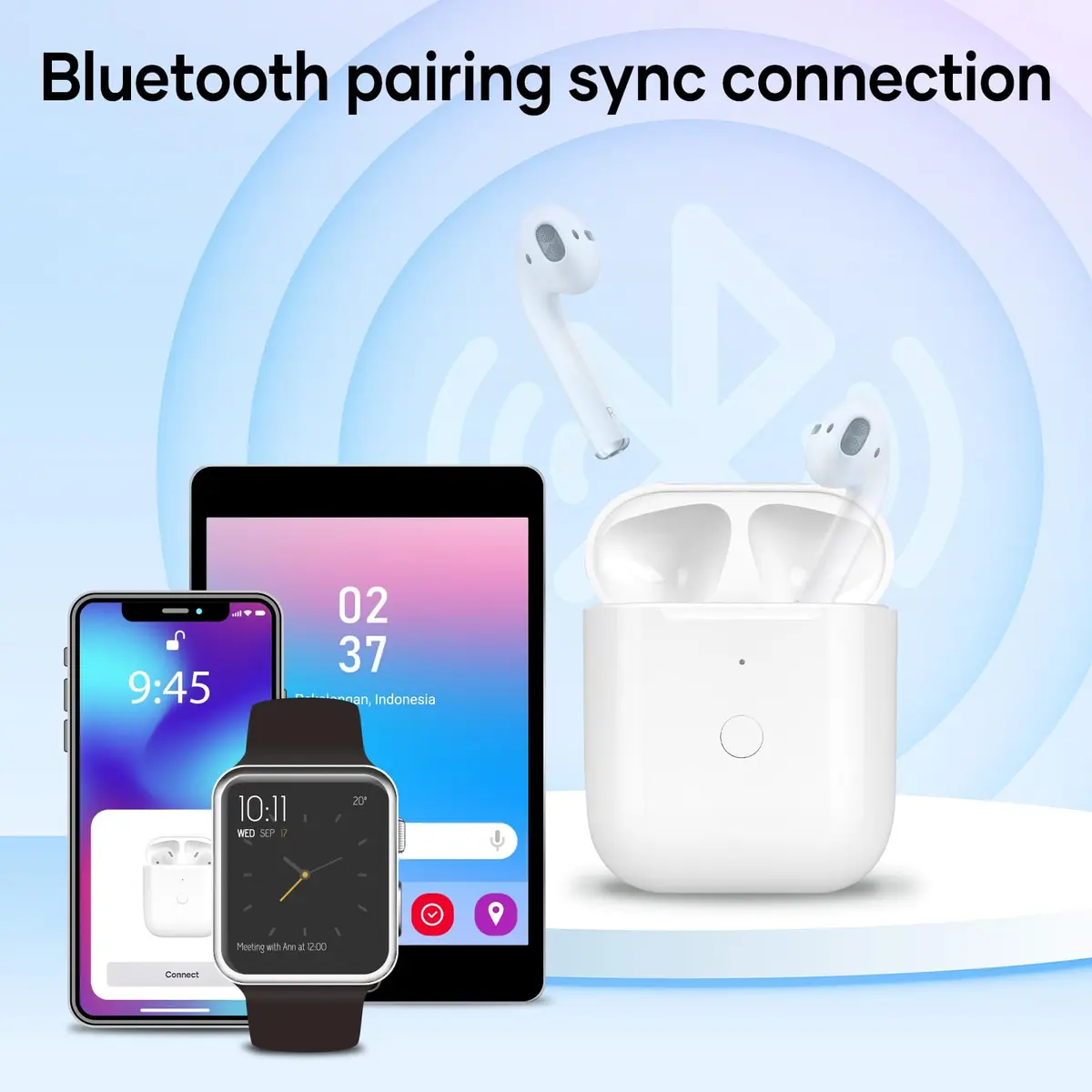 NOCRLG Replacement Charging Case for AirPods 1st & 2nd Gen 550mAh | Wireless Charging & Bluetooth Sync - view 6