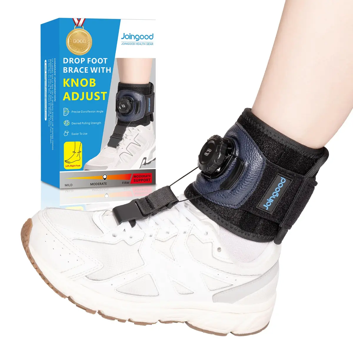 joingood AFO Foot Drop Brace with Reel-Adjust Dorsiflexion Assist L/XL (35cm Calf Circumference) | FDA Approved Orthopedic Brace for Walking Support - main product image