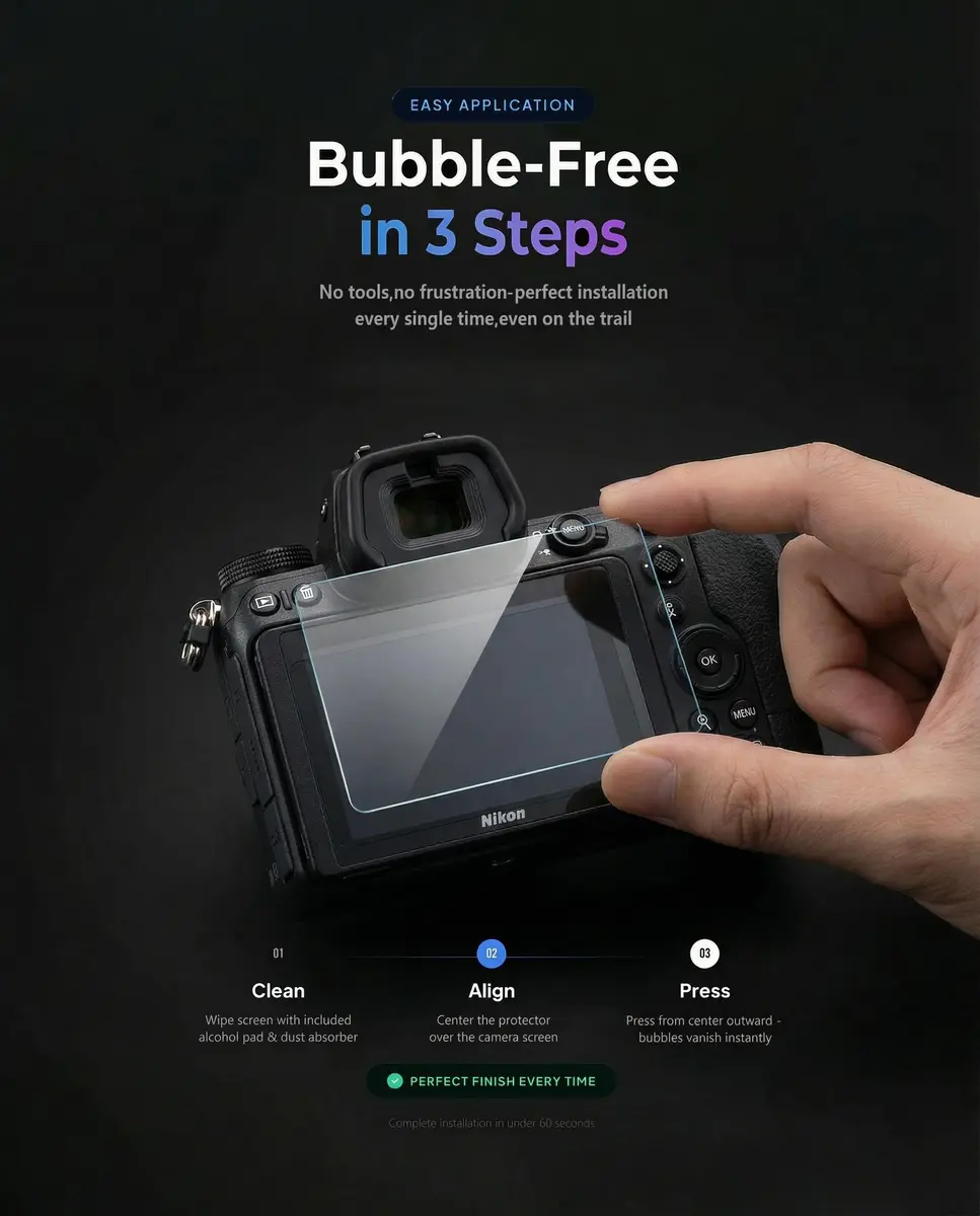 iDaPro Tempered Glass Screen Protector for Nikon Z6 III (2+2 Pack) | 9H Hardness, Anti-Scratch, Anti-Bubble - view 6