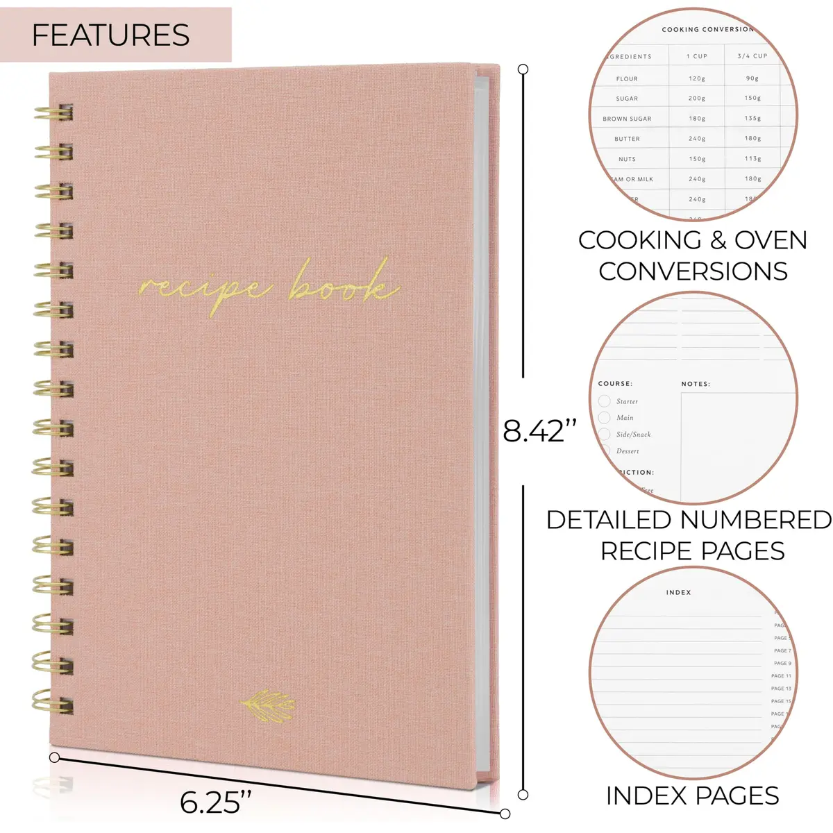 ZICOTO Aesthetic Blank Recipe Book with Linen Cover | Write in Your Own Recipes (70-120 chars) - view 5