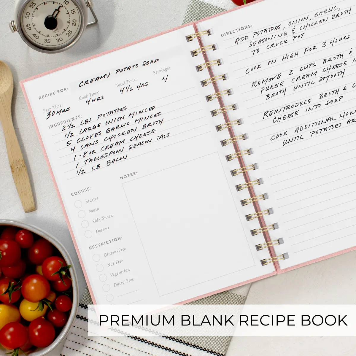 ZICOTO Aesthetic Blank Recipe Book with Linen Cover | Write in Your Own Recipes (70-120 chars) - view 7