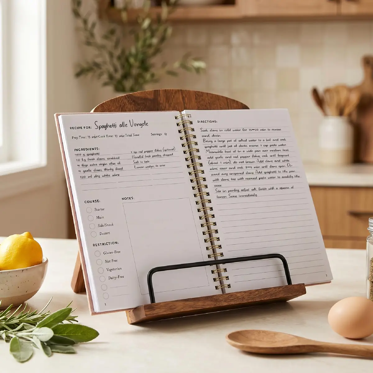 ZICOTO Aesthetic Blank Recipe Book with Linen Cover | Write in Your Own Recipes (70-120 chars) - view 2