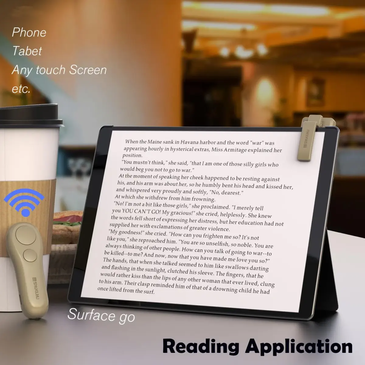 SK SYUKUYU RF Remote Page Turner for Kindle, iPad, Tablets & Phones | Light Brown, 30m Range - view 5