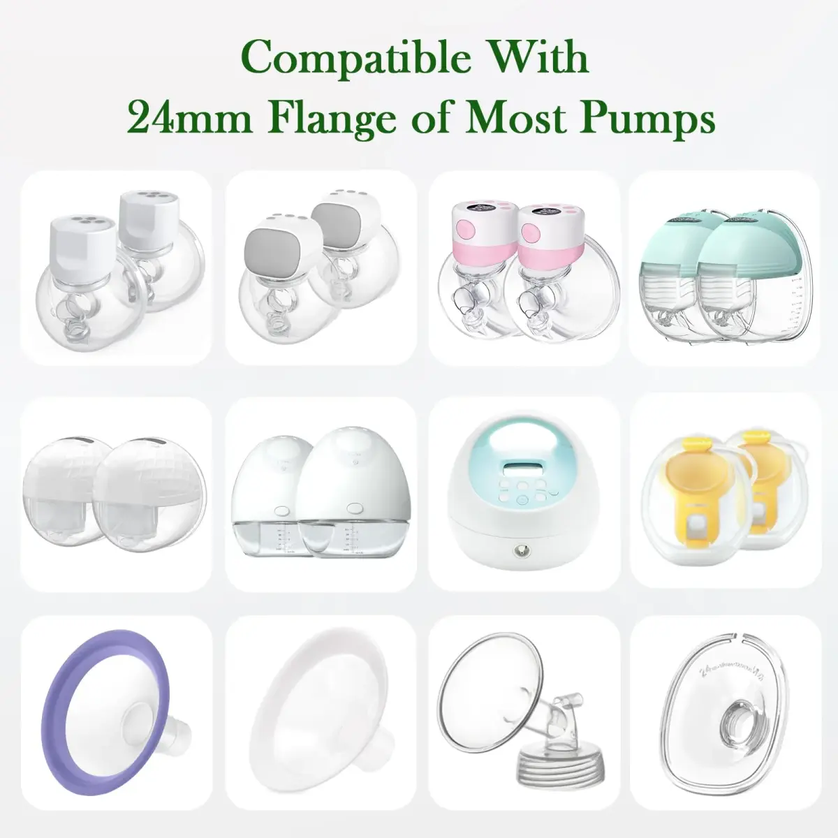 Dwelio Flange Sizing Kit with 10PCS 13/15/17/19/21mm Flange Inserts | Customizable Fit for Breast Pumps - view 2