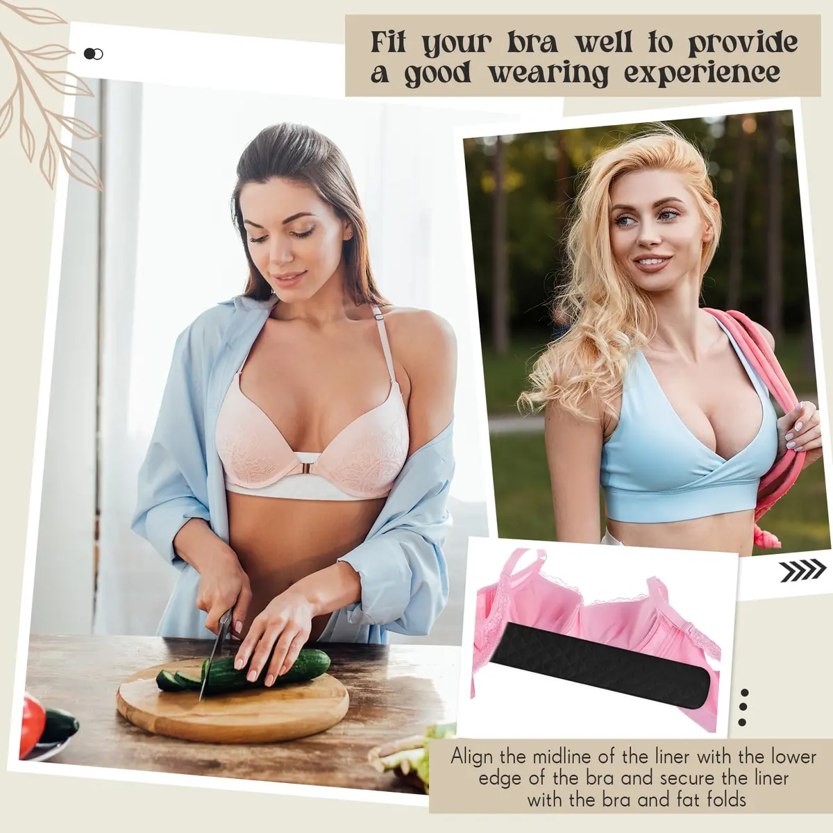 Toulite Cotton Bra Liners Sweat Pads Medium | Breathable, Reusable & Soft - view 4