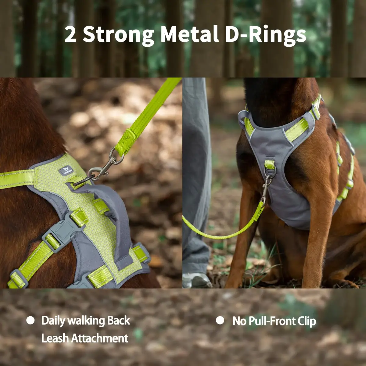 Huntboo Escape Proof Dog Harness with Lift Handle, Bright Green L | Breathable, Reflective, Adjustable Vest for Large Dogs - view 6