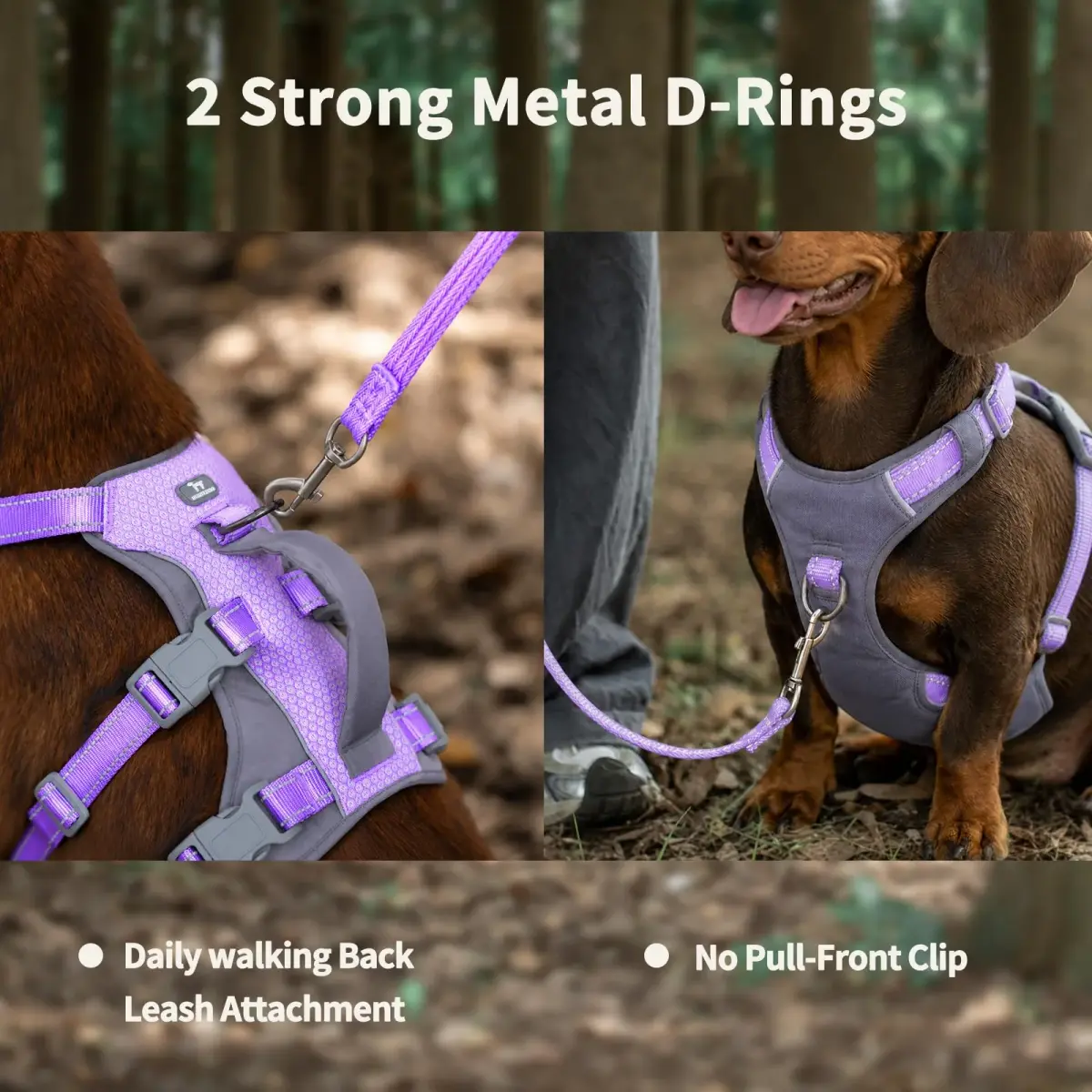 Huntboo Escape Proof Dog Harness with Handle, Lavender Purple, Size S | No-Pull, Breathable, Reflective, Adjustable Lift Harness for Small, Medium, Large Dogs - view 6
