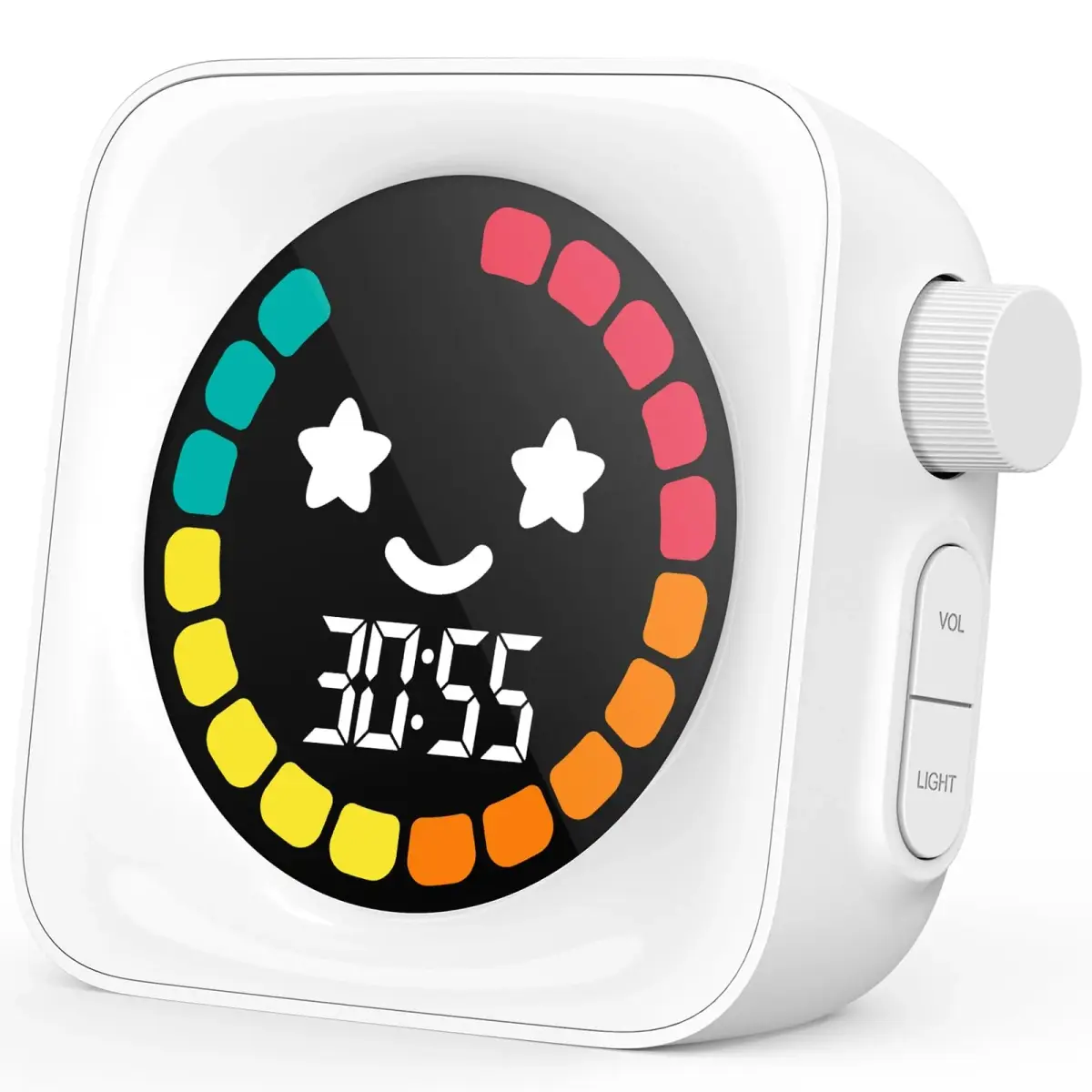 HAUKINIX White Visual Timer for Kids ADHD, 99-min Digital Countdown/Stopwatch Timer, 7.4cm x 7.4cm x 1.8cm (3" x 3" x 0.7") | Time Management Tool for Autism Homeschool Study Teaching - main product image