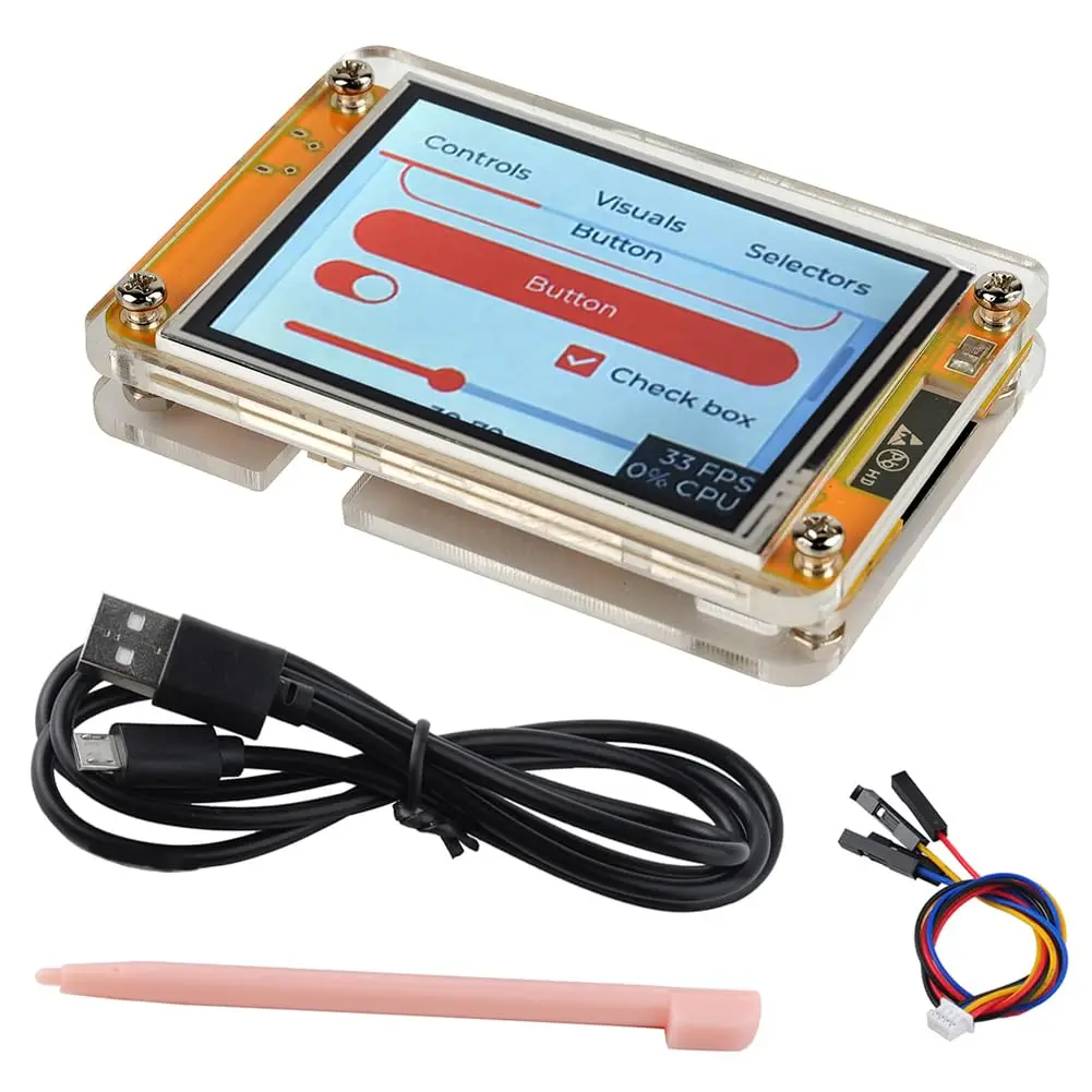 DIYmalls 2.8 inch ESP32-2432S028R Display Resistive Touchscreen LCD + Case | 320x240 TFT with 5V Power - main product image