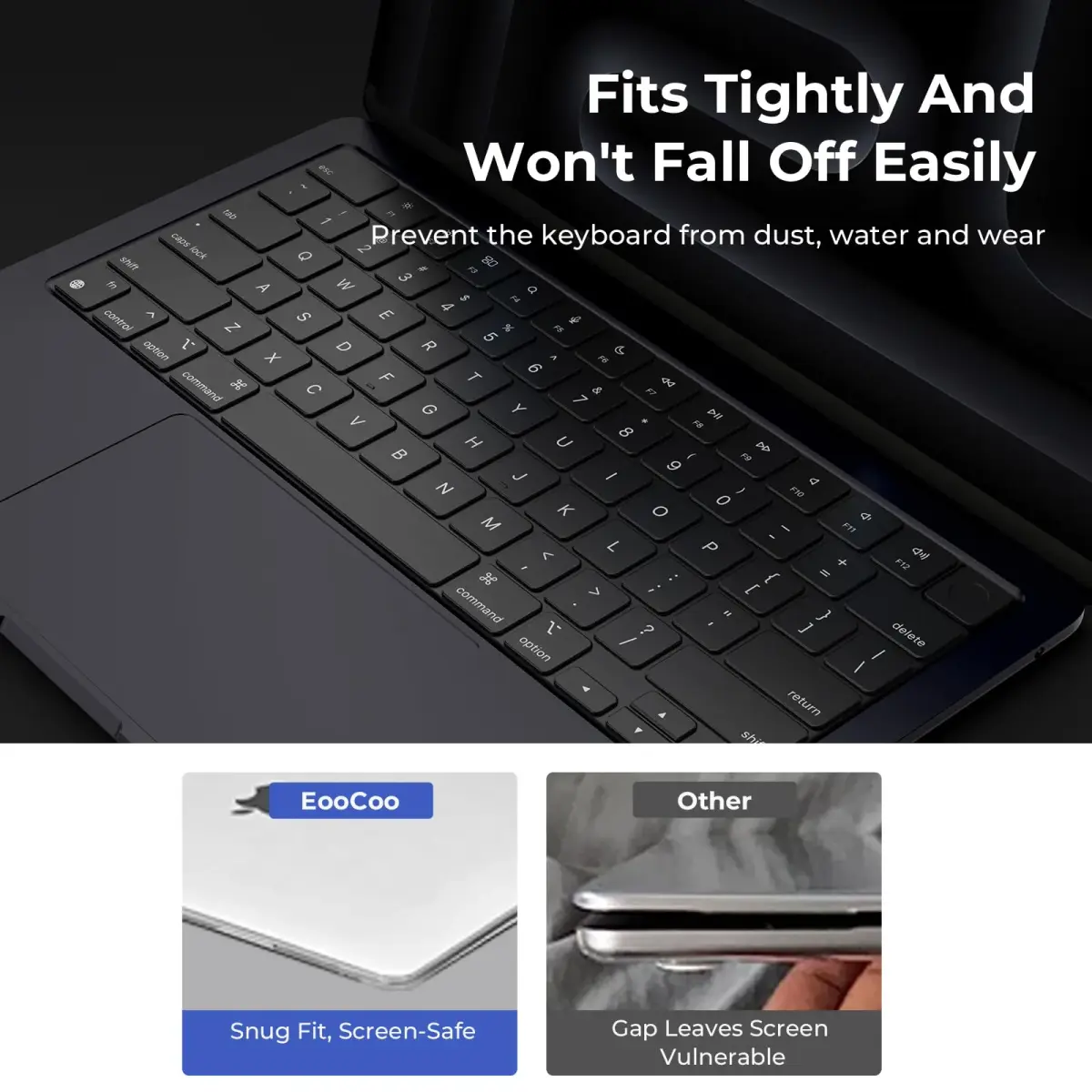 EooCoo Keyboard Cover for MacBook Pro 14/16, Air 13/15, Neo 13 Black Clear | Fits US Layout Models - view 5