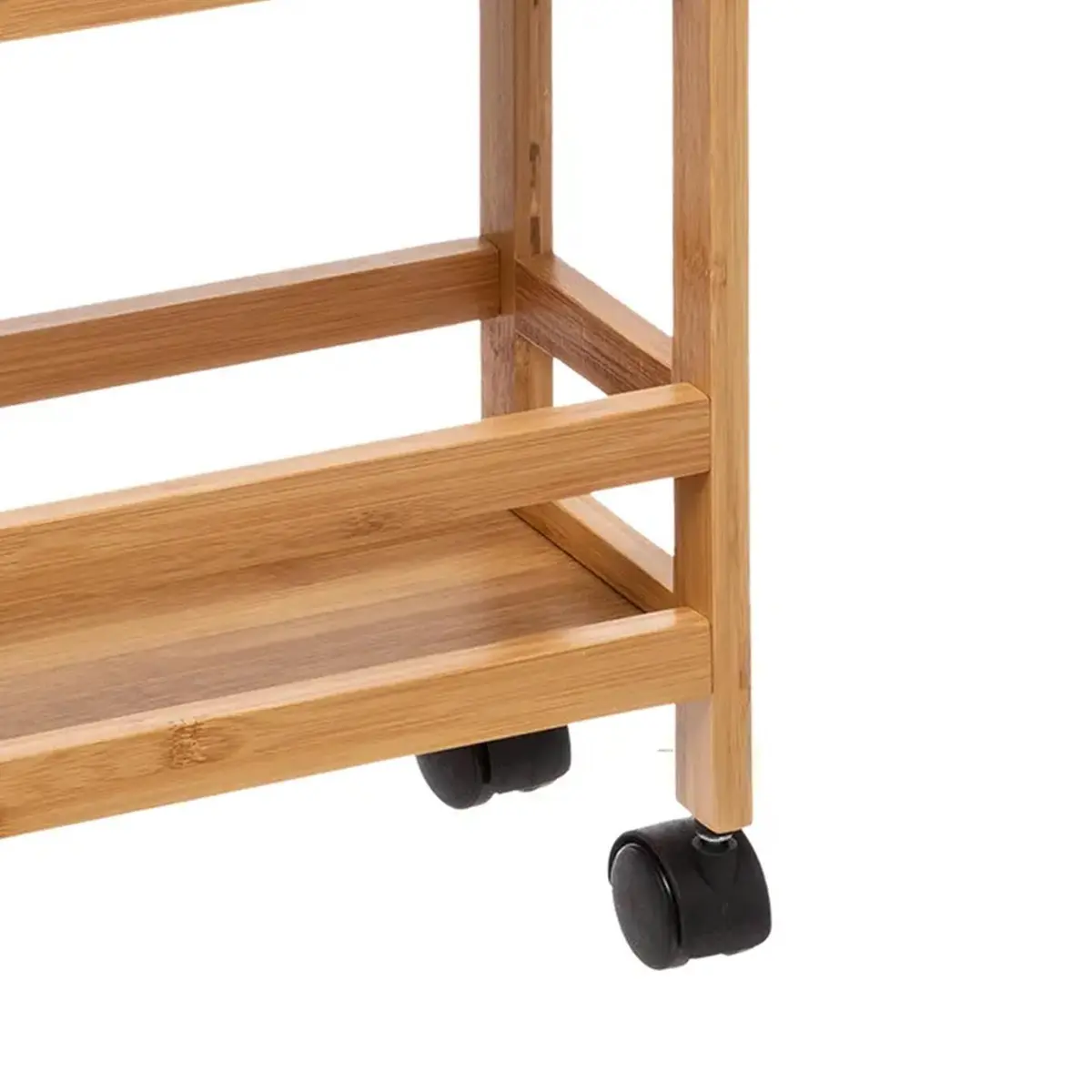 WELL HOME MOBILIARIO & DECORACIÓN Auxiliary Trolley with 3 Levels Wheels, Bamboo Kitchen Cart, Space Saving, 74.5cm - view 8