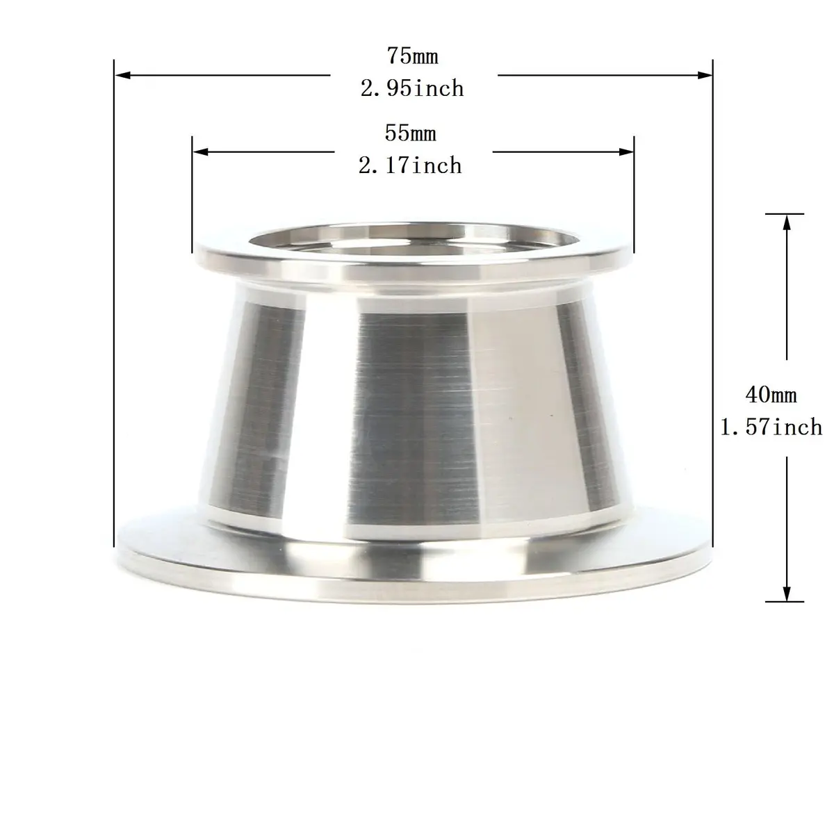 QMINOX SS304 Vacuum Conical Reducer KF adaptor fittings KF-50 to KF-40 | Stainless Steel Vacuum Fitting - view 6
