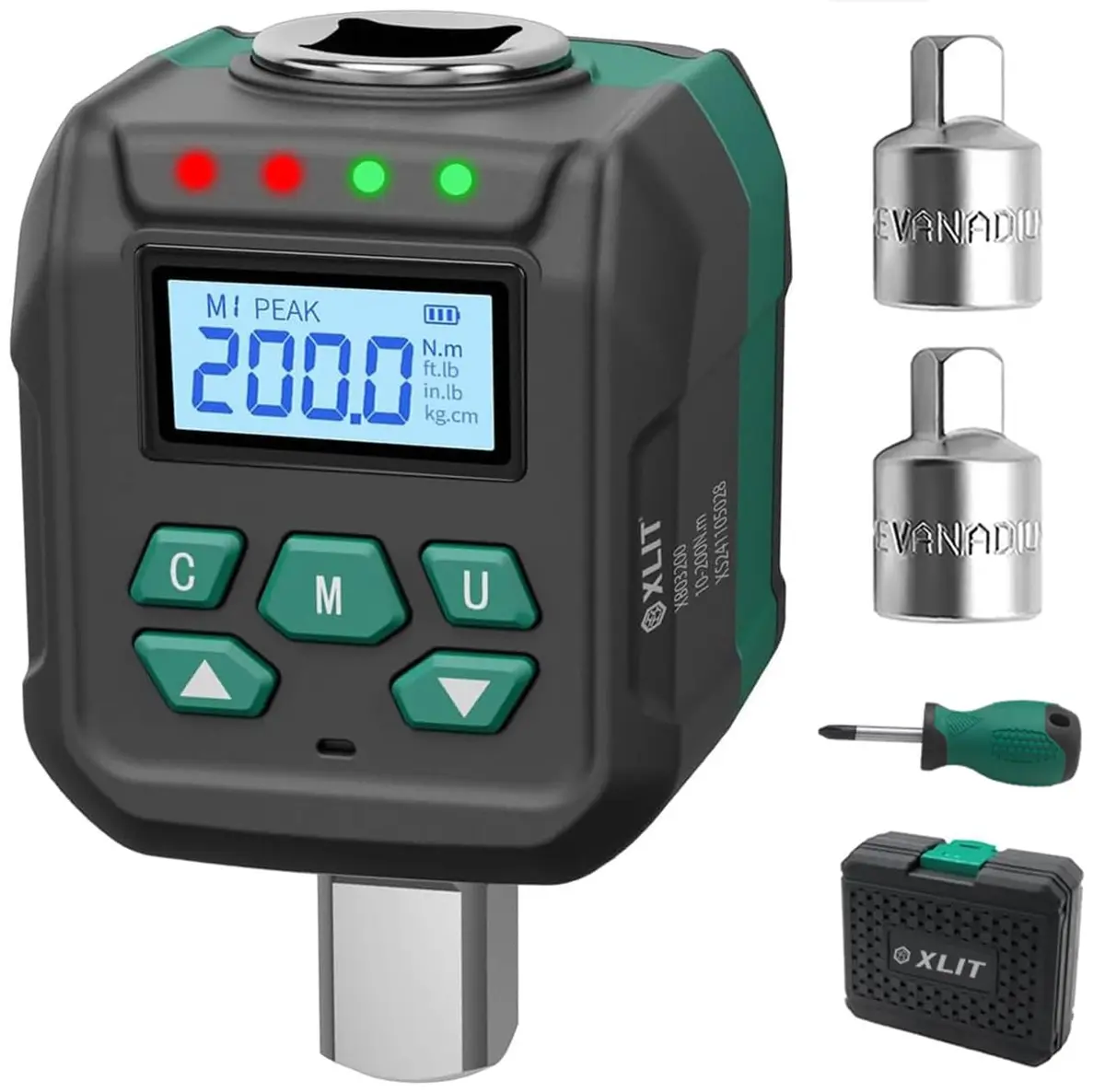 XLIT 1/2" Digital Torque Wrench Adapter 4.4-147.5 ft-lb (6-200 Nm) | High-Accuracy Automotive Tool - main product image