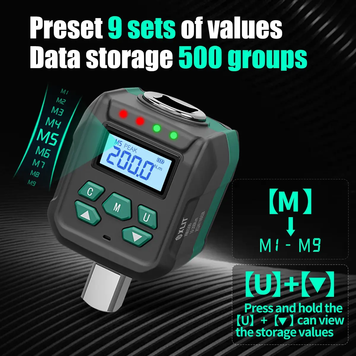 XLIT 1/2" Digital Torque Wrench Adapter 4.4-147.5 ft-lb (6-200 Nm) | High-Accuracy Automotive Tool - view 3
