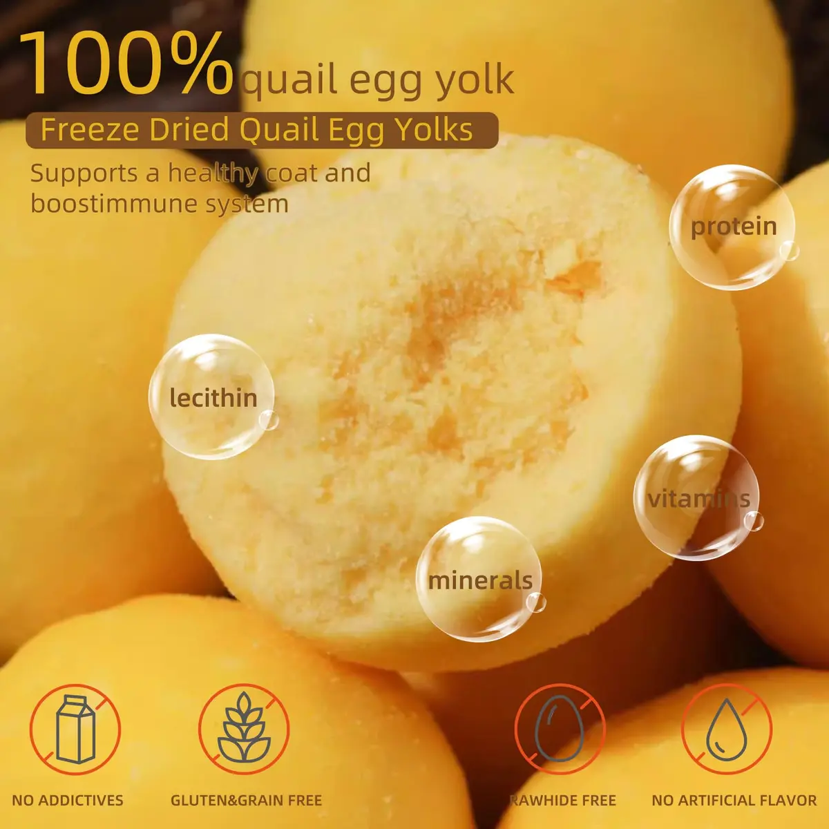 Hkpetty Freeze Dried Cats and Dogs Treats Quail Egg Yolk 1 Count | Natural Wholesome Pet Snack - view 5
