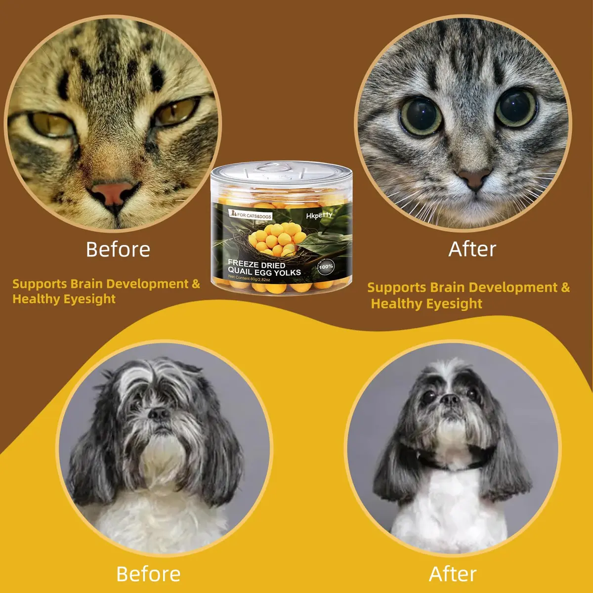 Hkpetty Freeze Dried Cats and Dogs Treats Quail Egg Yolk 1 Count | Natural Wholesome Pet Snack - view 6